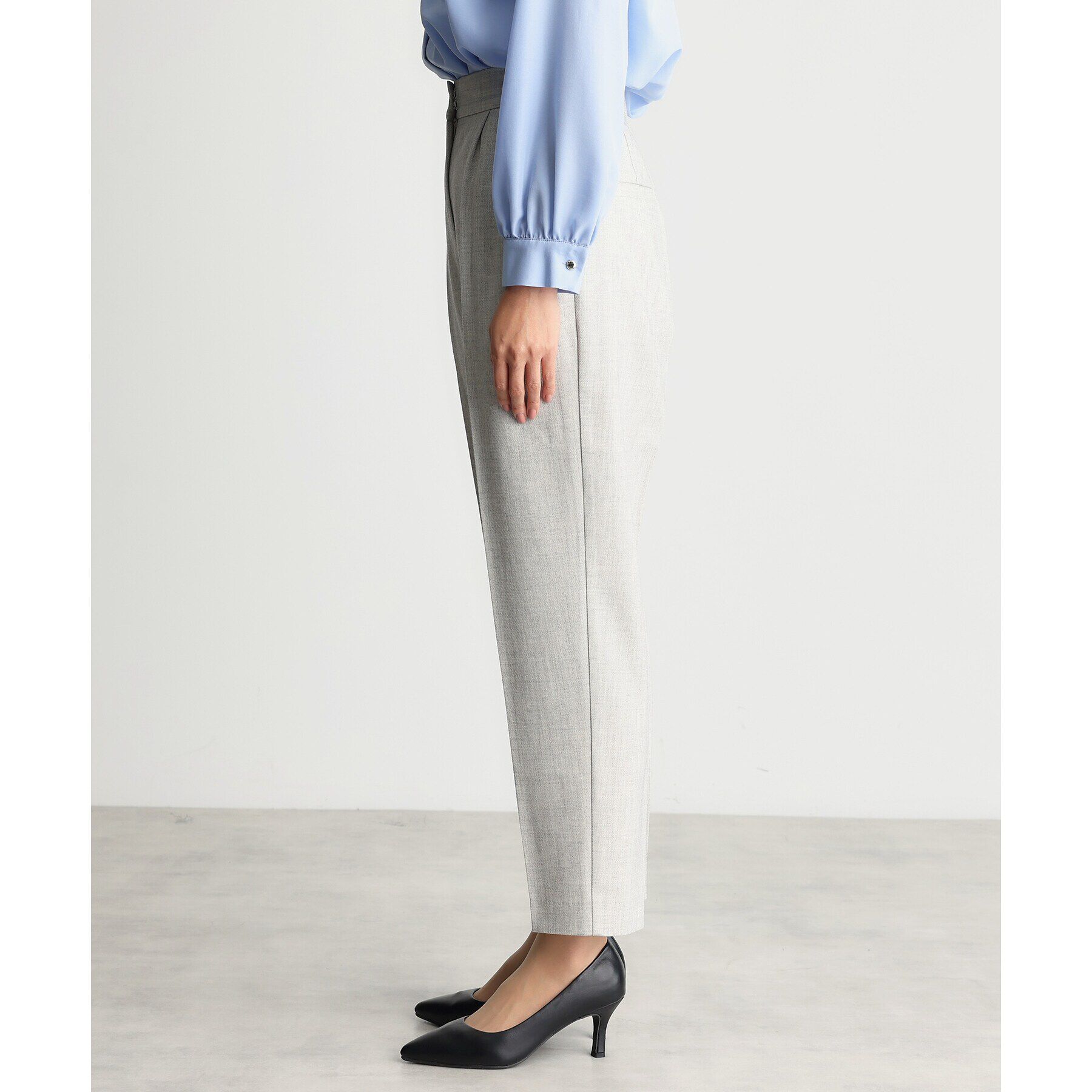 THE SHOP TK「【ONOFF活躍/セレモニー/通勤】杢調カルゼテーパードパンツ/洗える」|その他|