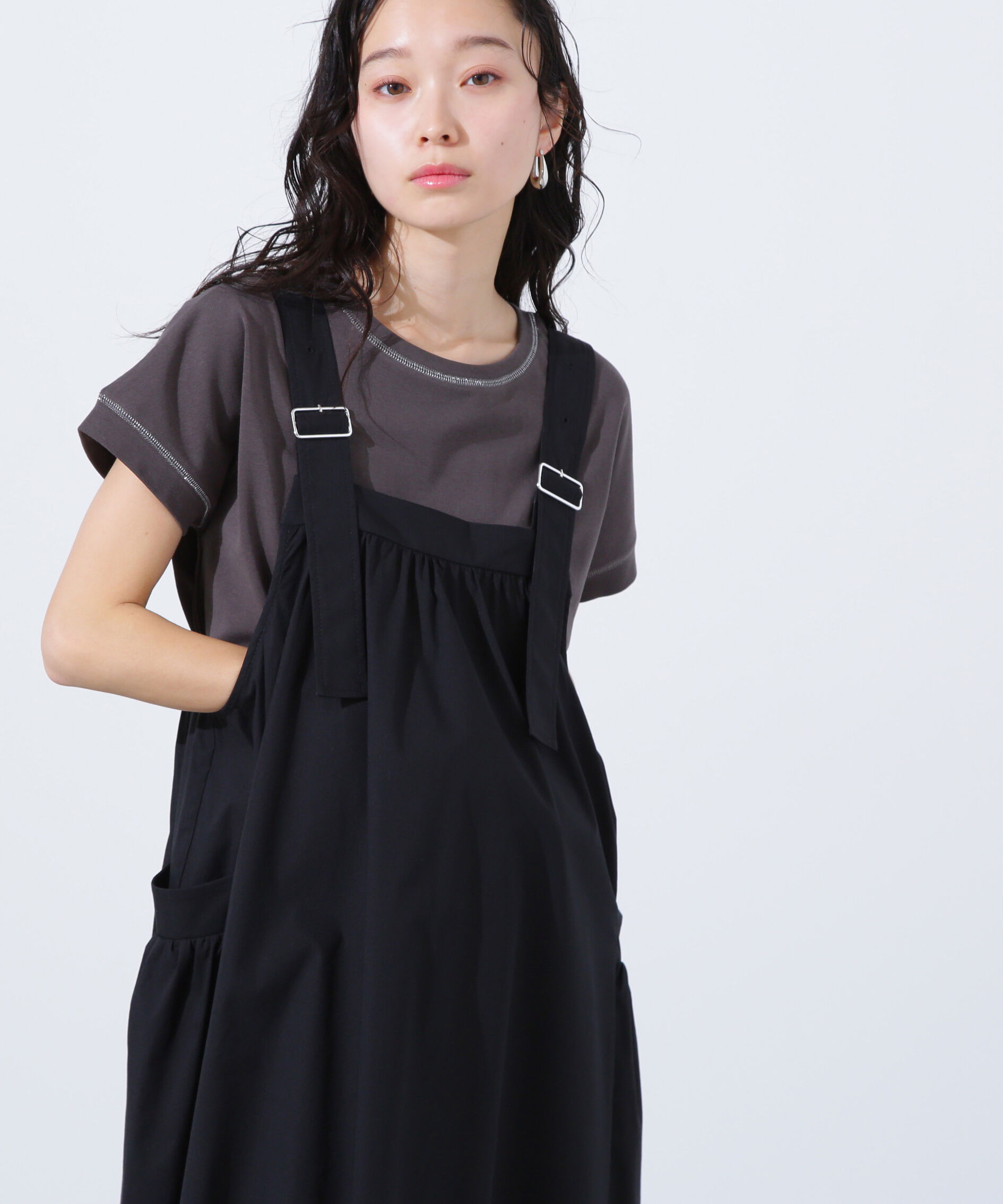  「ステッチ半袖Tシャツ」|Tシャツ・カットソー|チャコール1