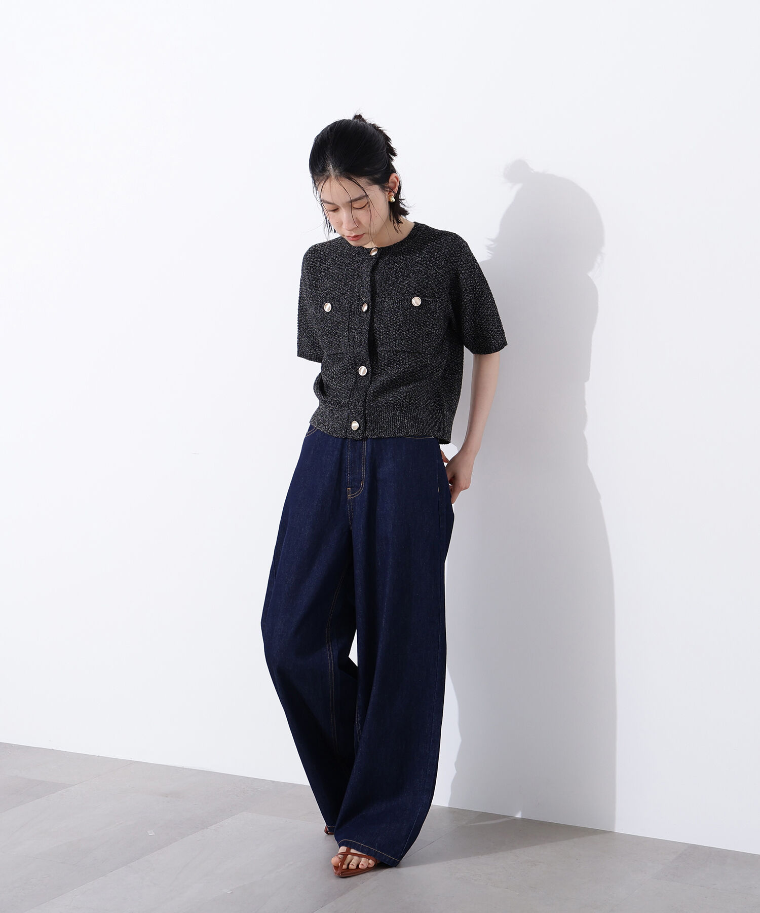  「ゴールドボタンニットカーディガン」|ニット・セーター|