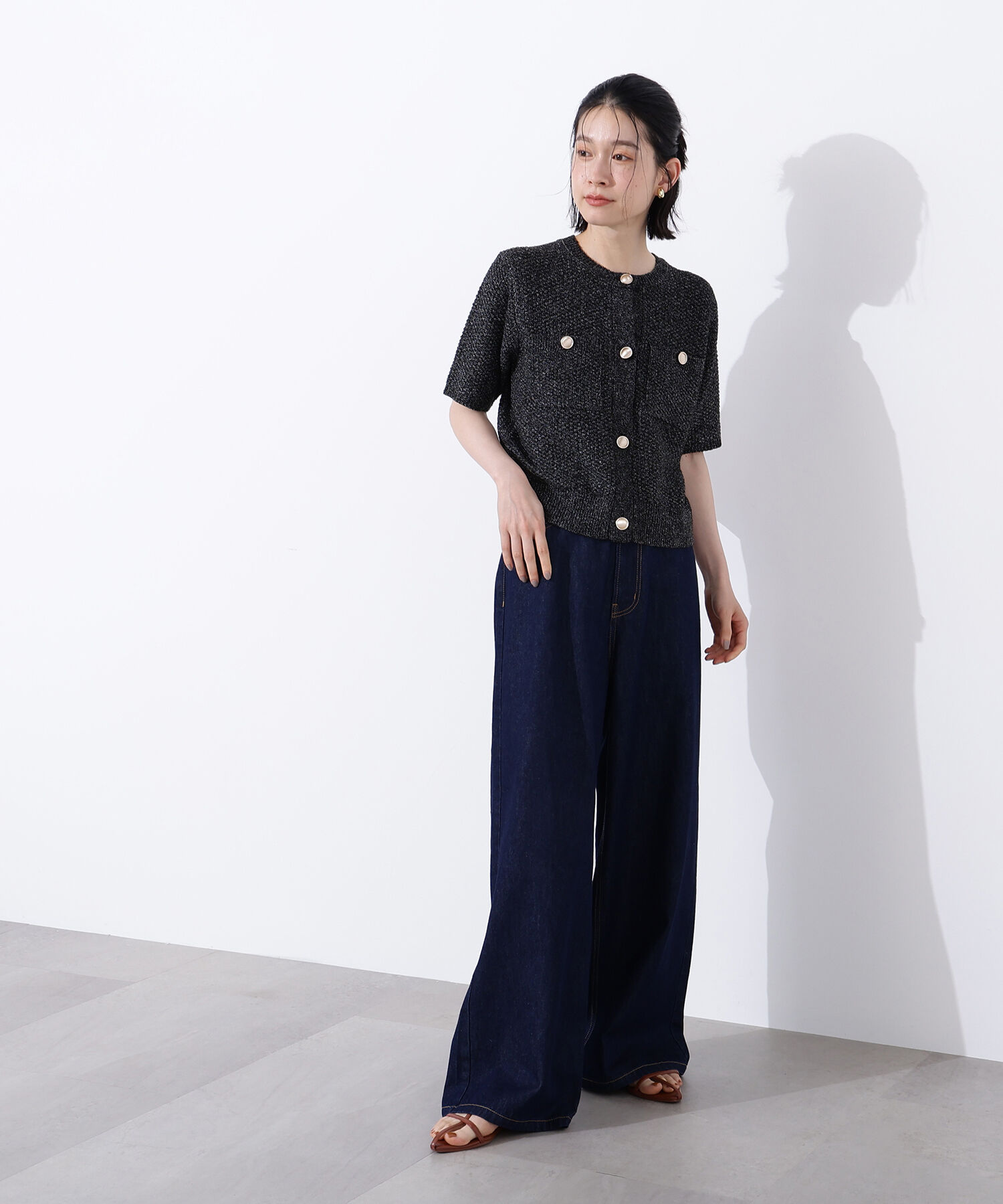  「ゴールドボタンニットカーディガン」|ニット・セーター|