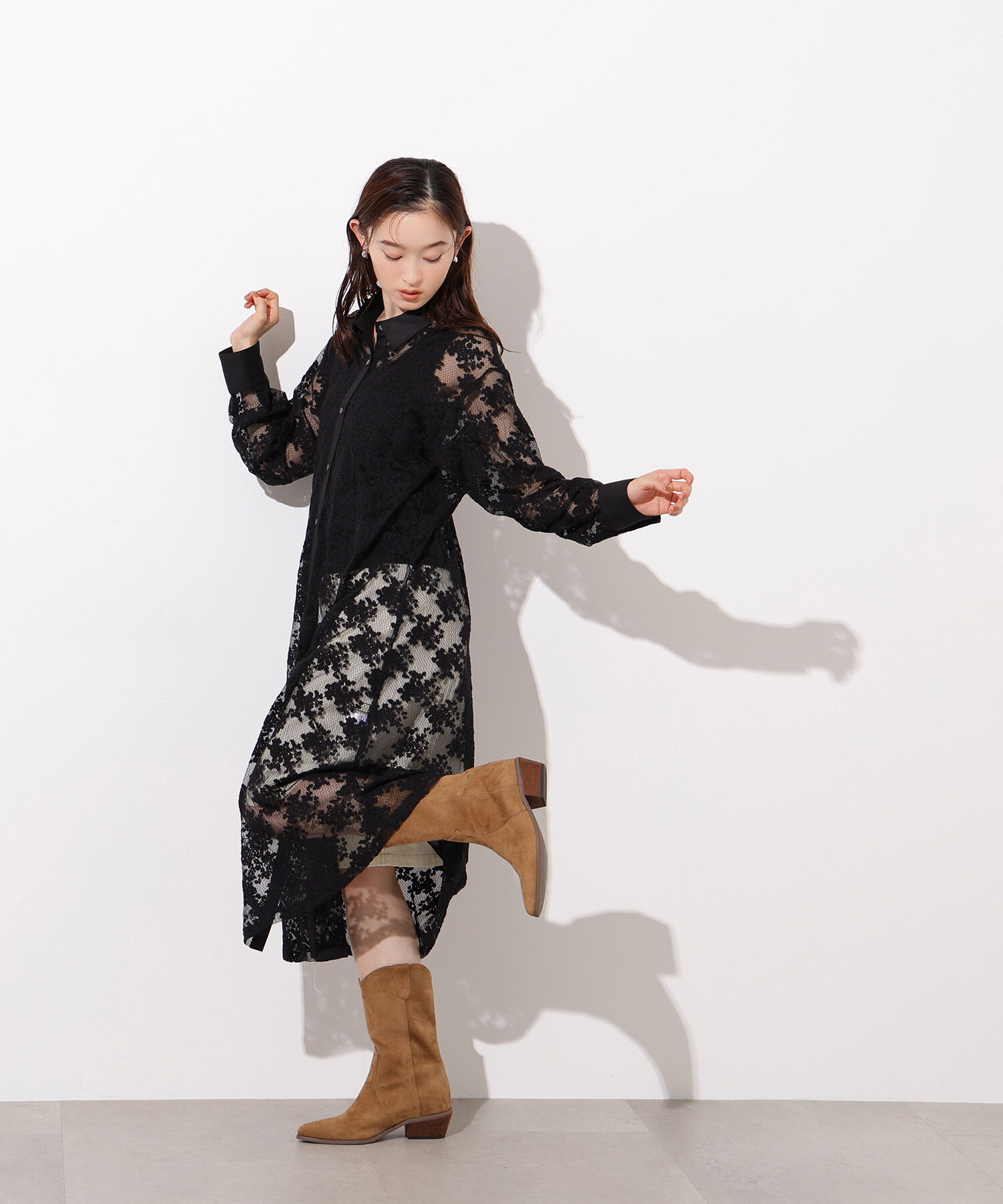  「レースクレリックシャツワンピース」|ワンピース|