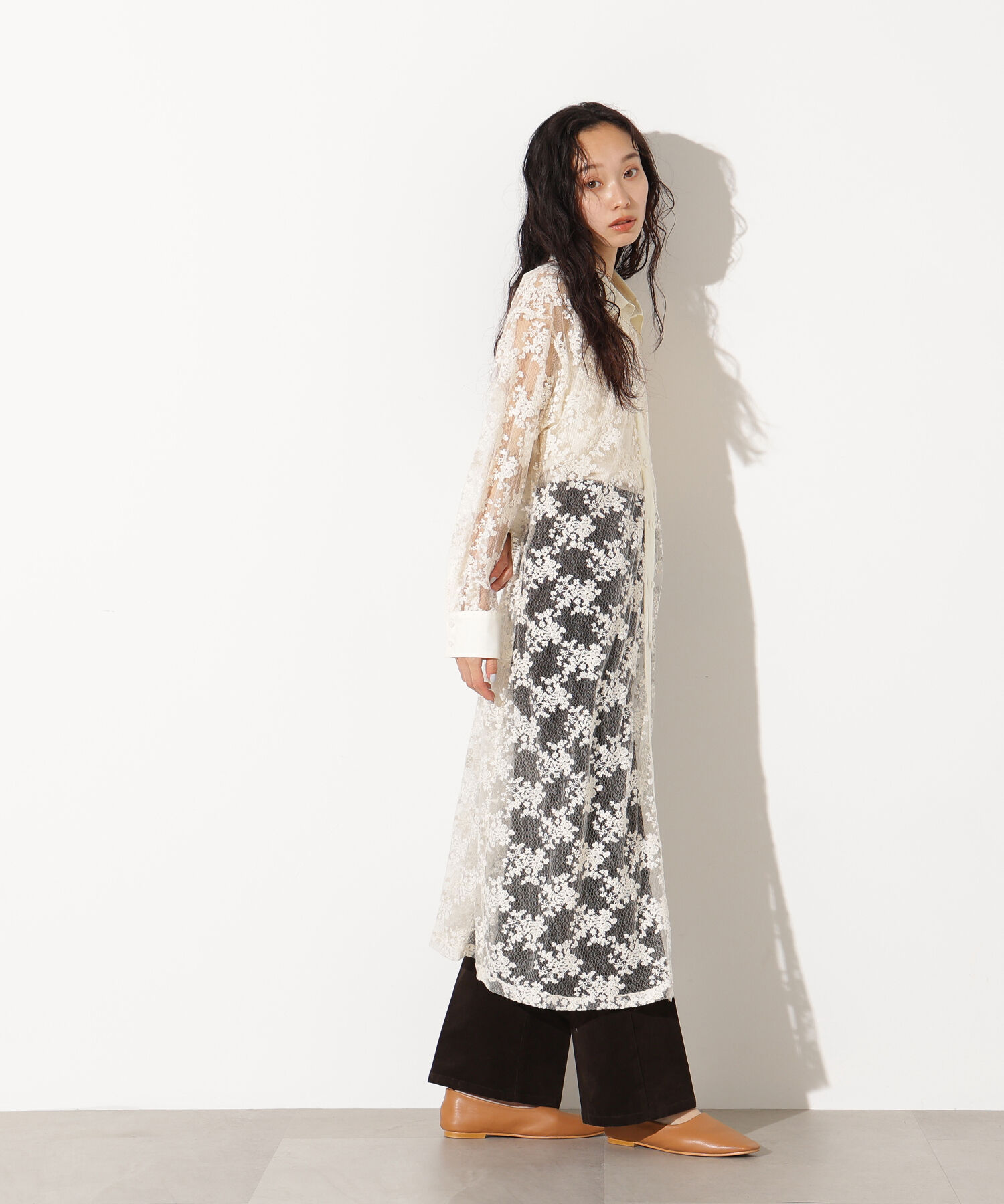  「レースクレリックシャツワンピース」|ワンピース|