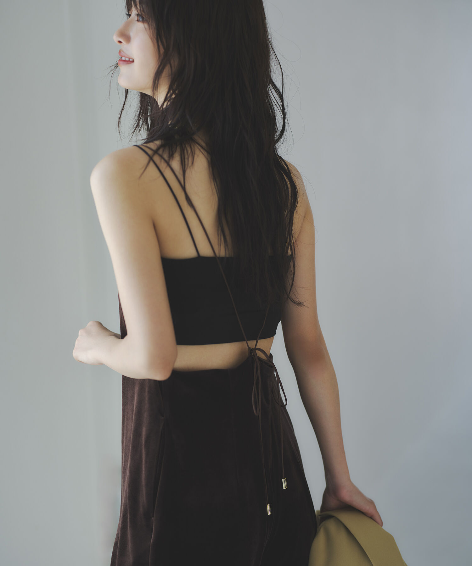  「ベロアオールインワン」|ワンピース|ブラウン