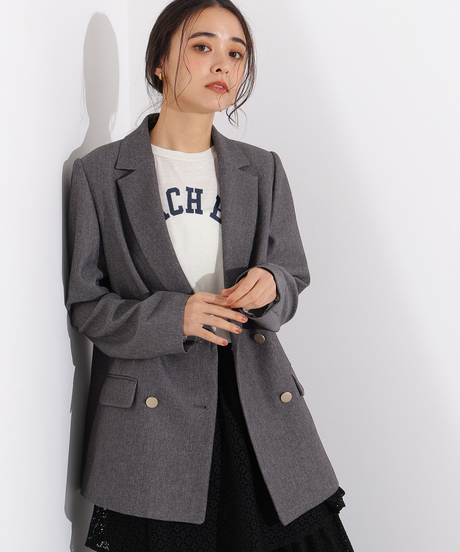  「ダブルブレストテーラードジャケット」|その他|チャコール2