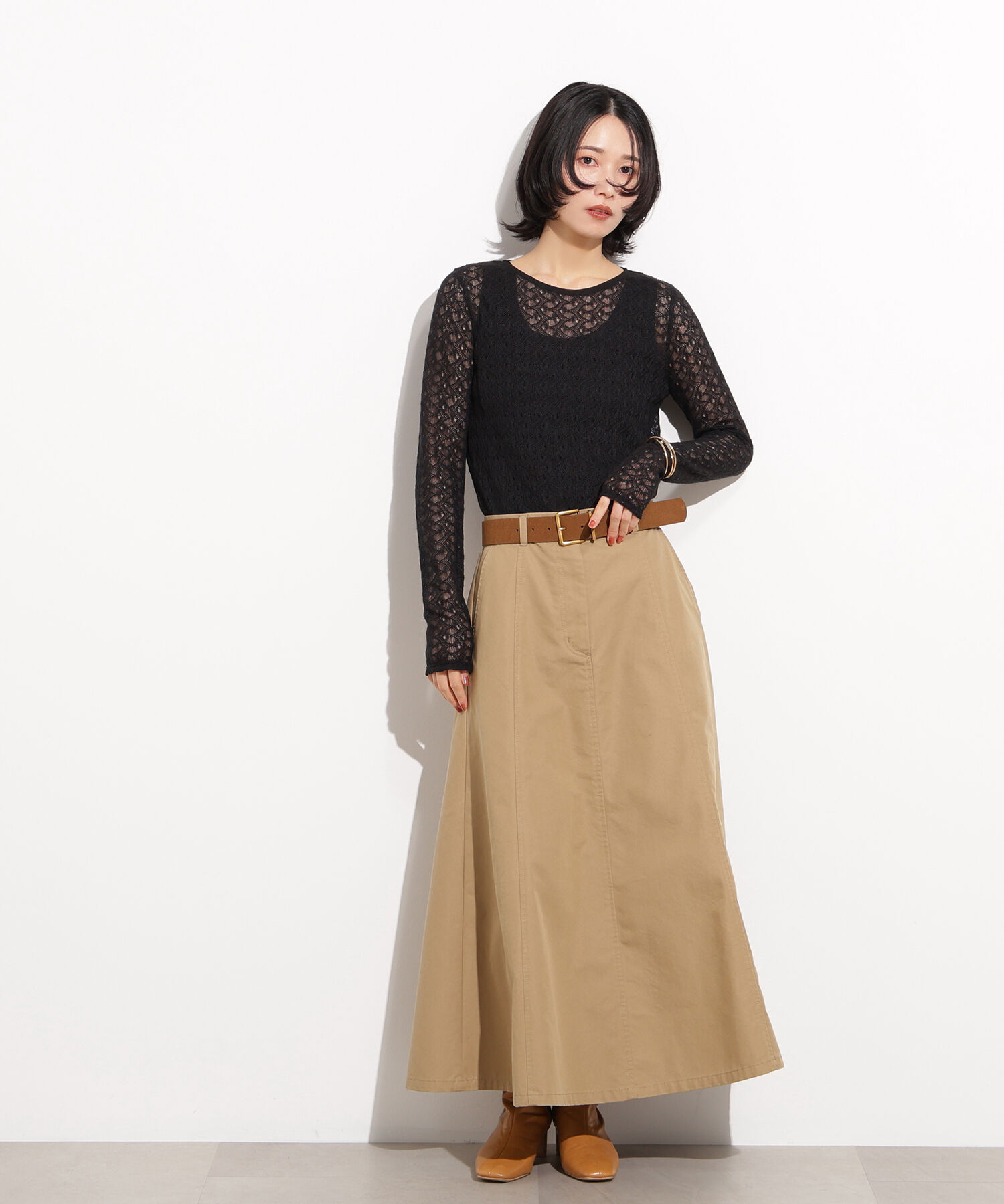  「クルーネックレースカットソー」|Tシャツ・カットソー|