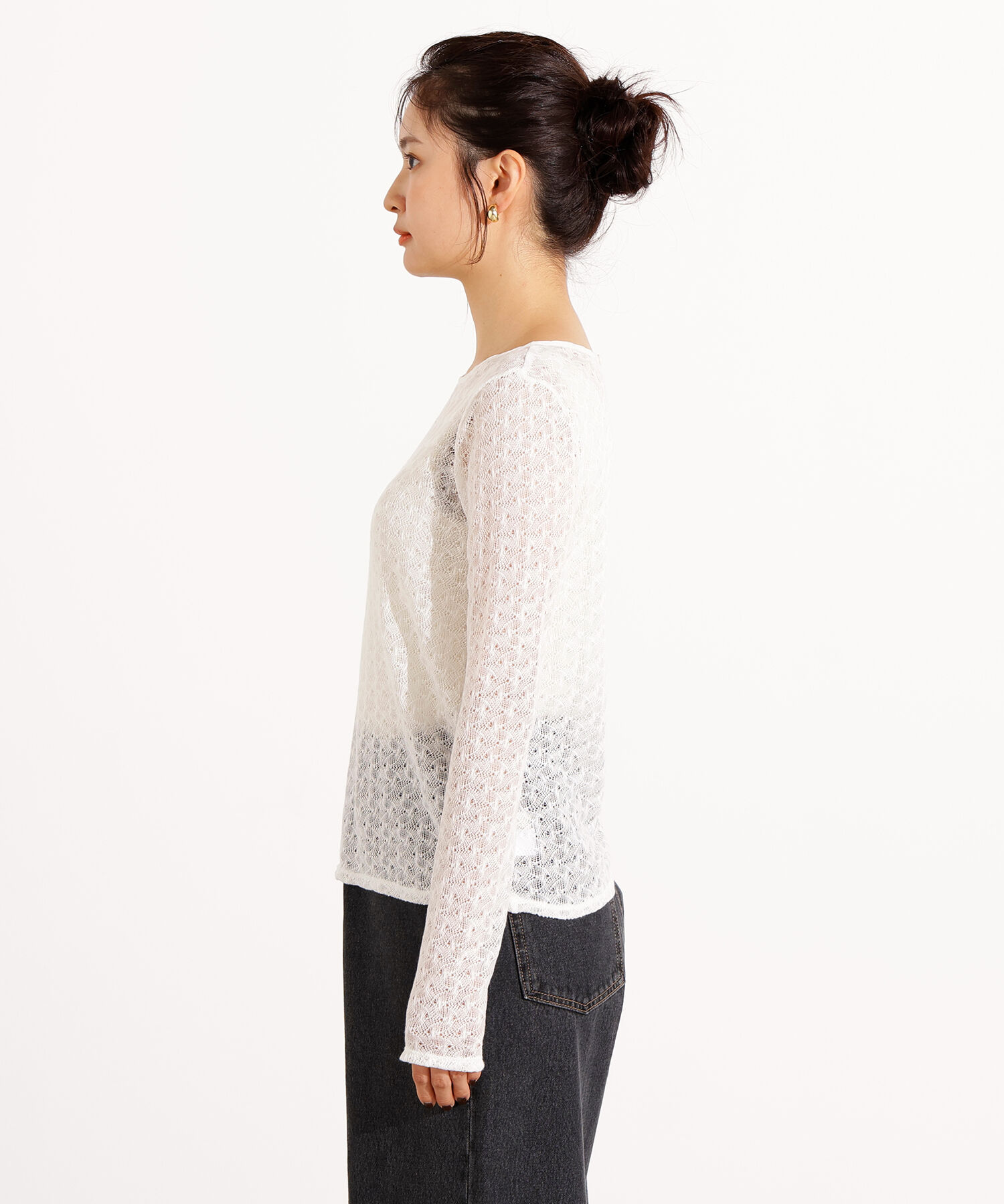  「クルーネックレースカットソー」|Tシャツ・カットソー|