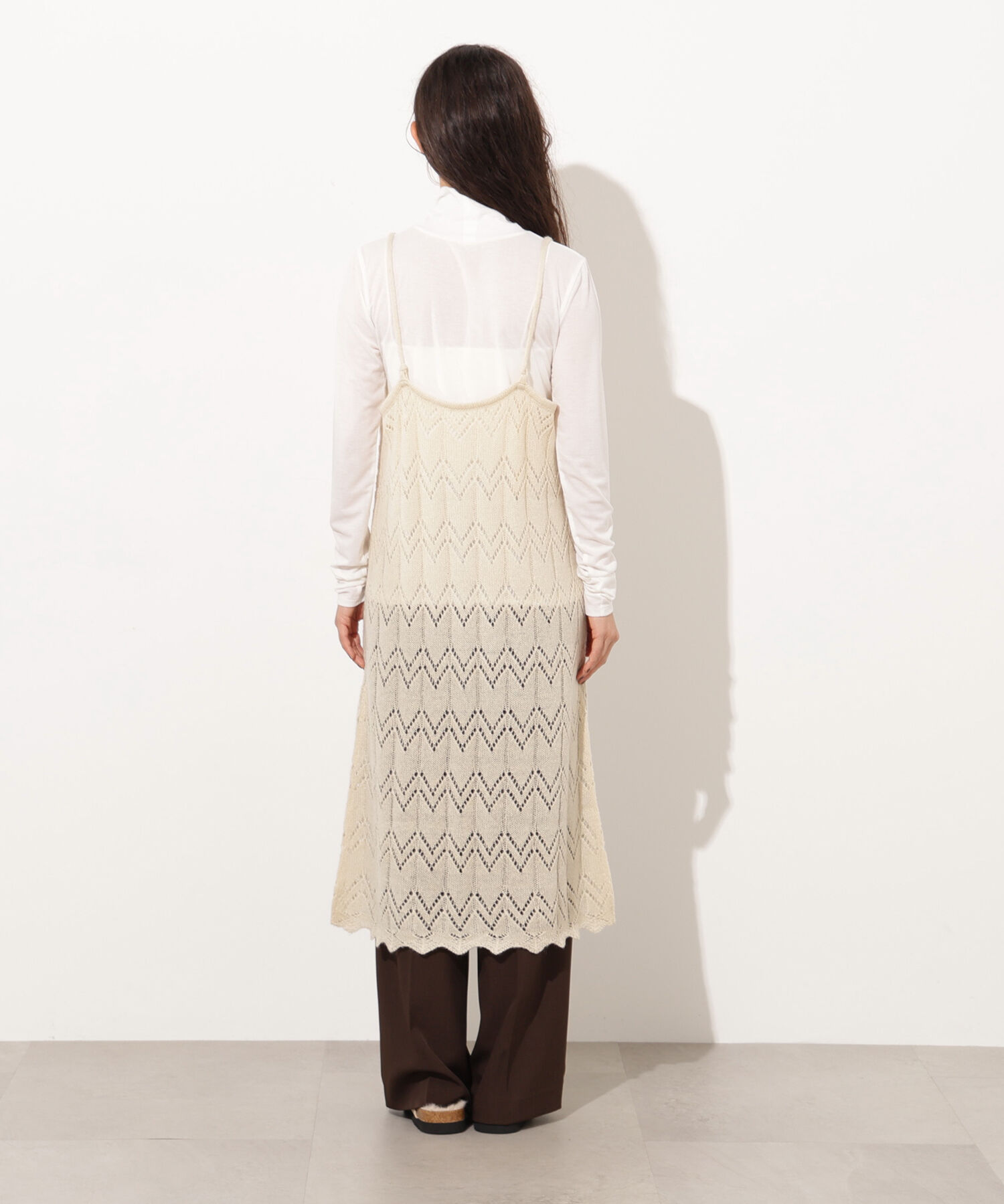  「透かし編みニットキャミワンピース」|スカート|