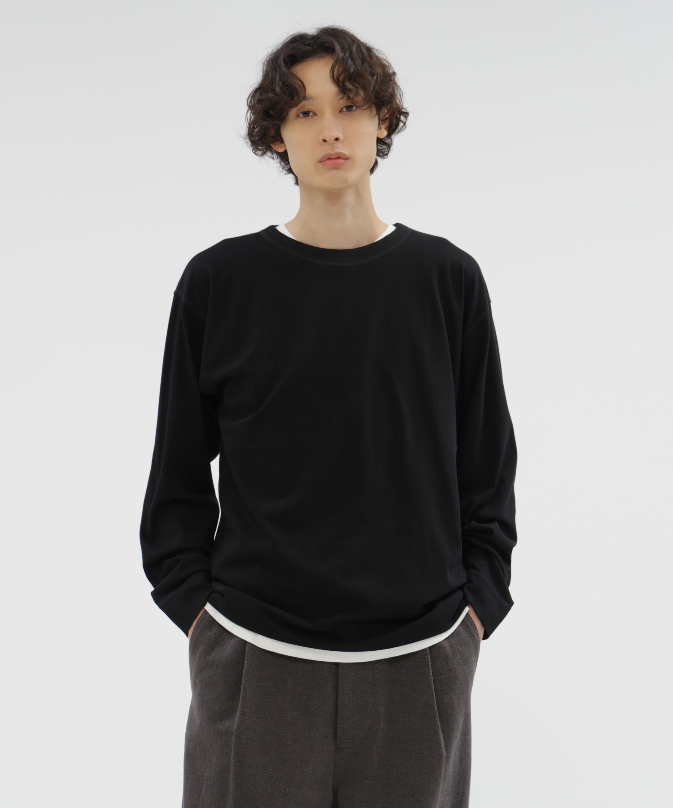 MHL.「SMOOTH COTTON JERSEY TOP」|Tシャツ・カットソー|BLACK