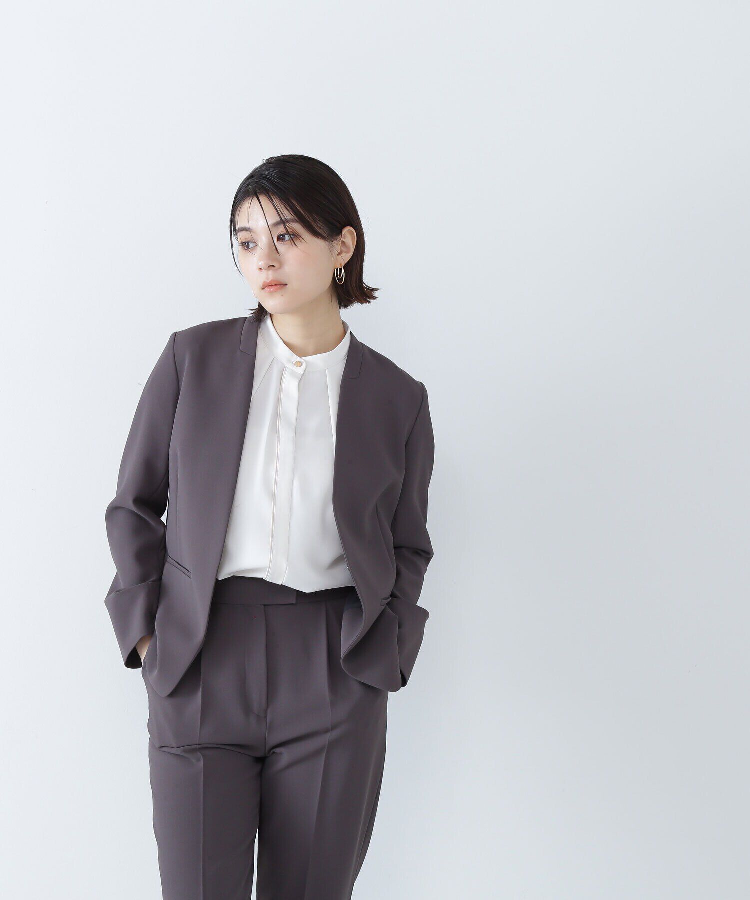  「＜Peストレッチツイルセットアップ＞ ノーカラージャケット」|その他|