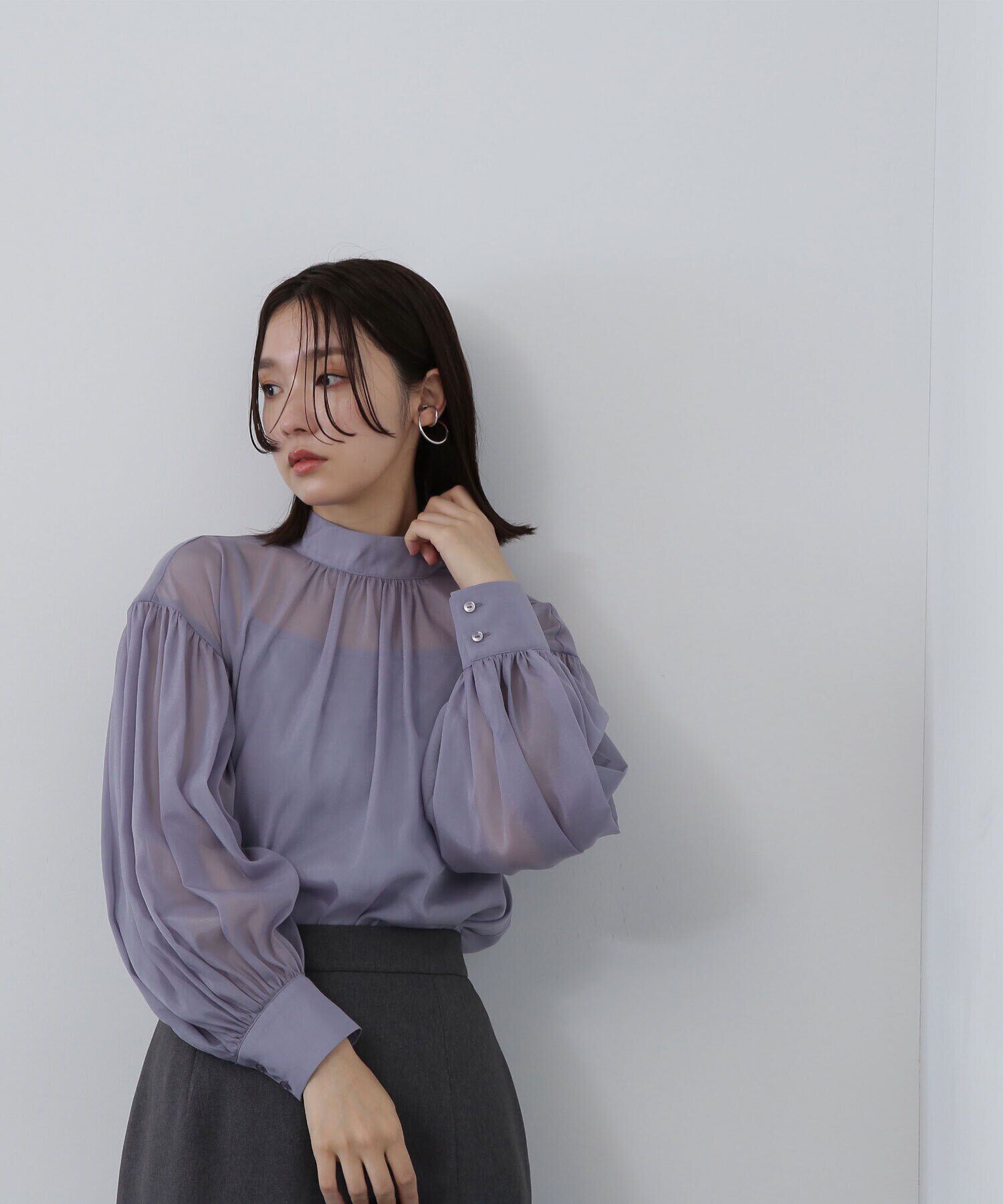  「ハイネックシアーボウタイブラウス」|シャツ・ブラウス|