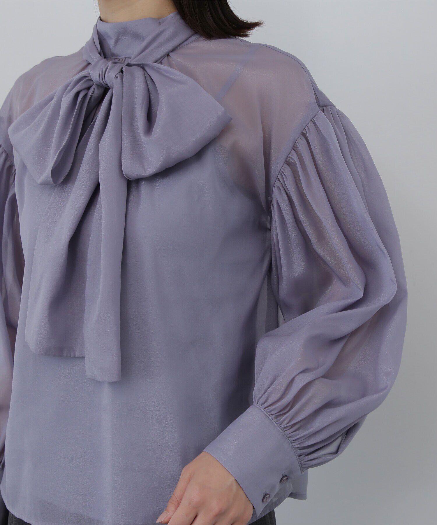  「ハイネックシアーボウタイブラウス」|シャツ・ブラウス|