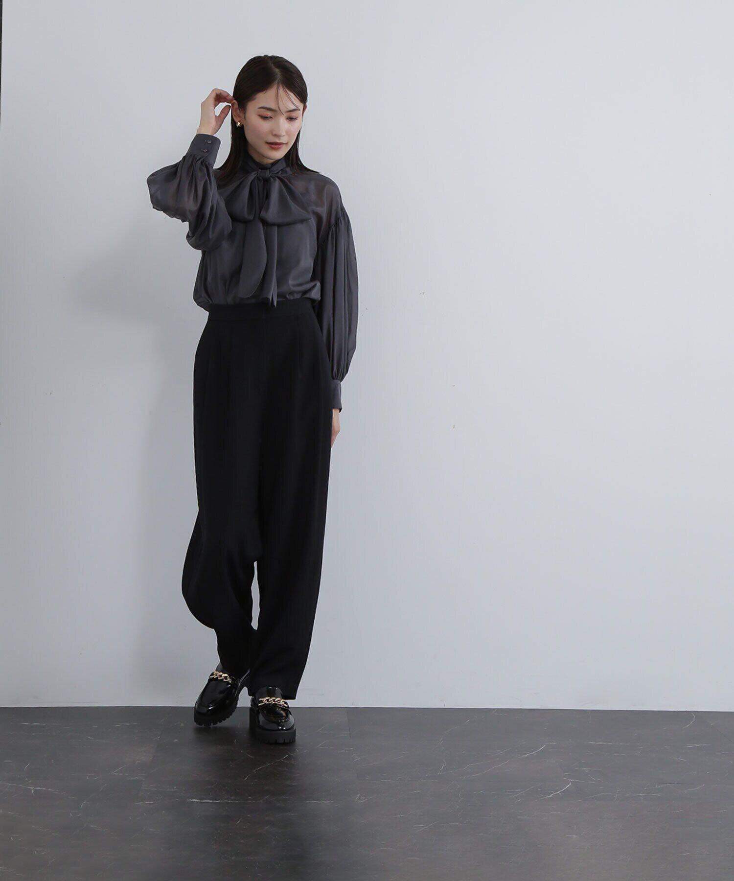  「ハイネックシアーボウタイブラウス」|シャツ・ブラウス|