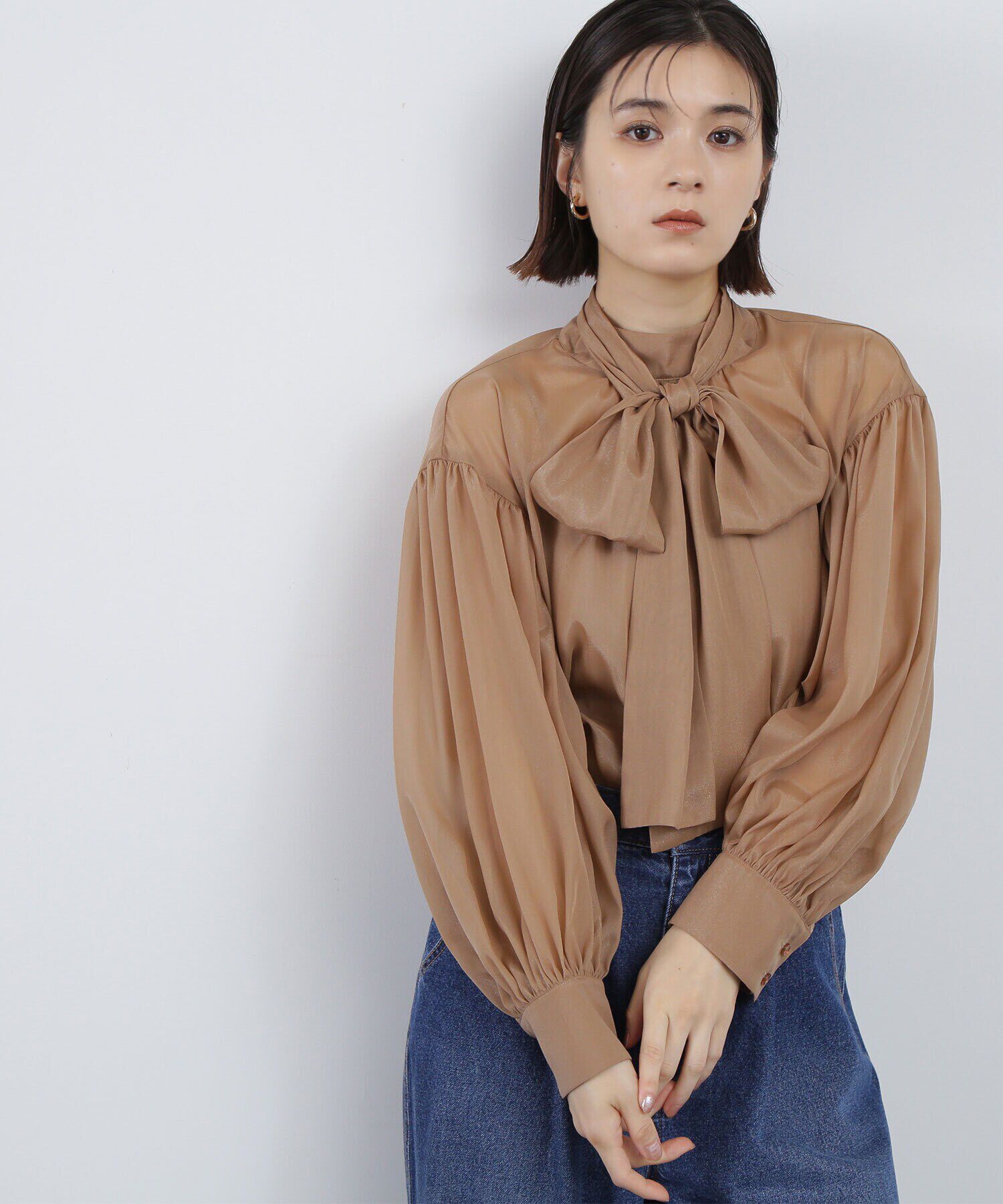  「ハイネックシアーボウタイブラウス」|シャツ・ブラウス|キャメルベー