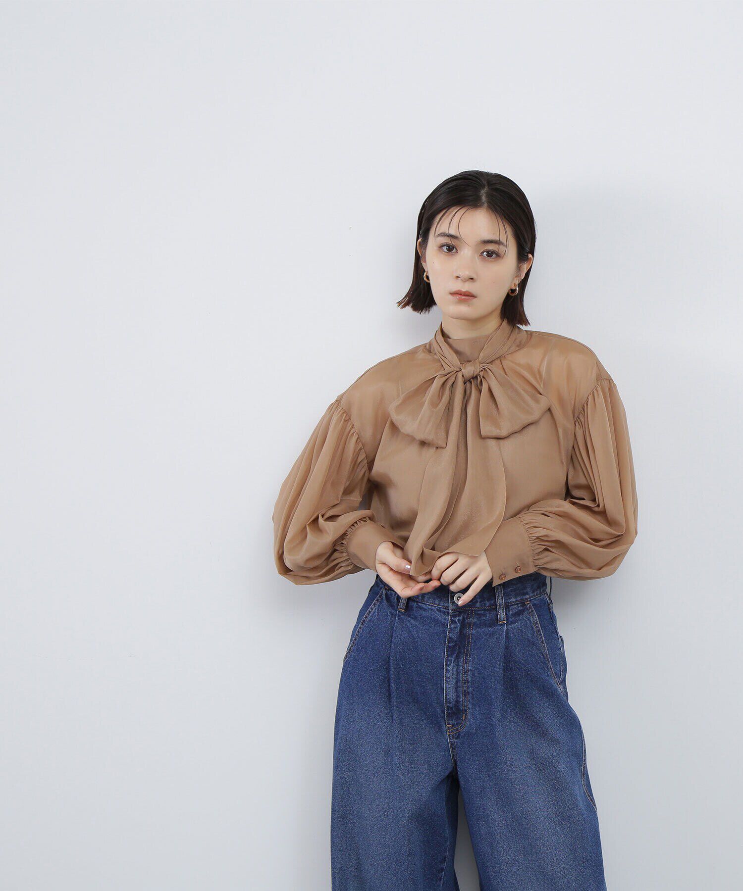  「ハイネックシアーボウタイブラウス」|シャツ・ブラウス|