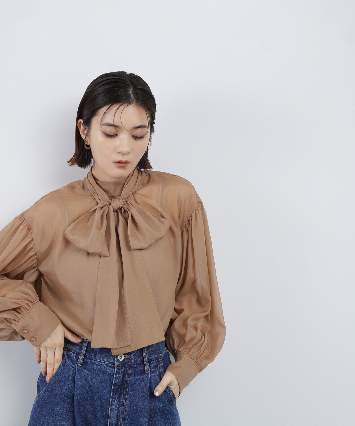  「ハイネックシアーボウタイブラウス」|シャツ・ブラウス|