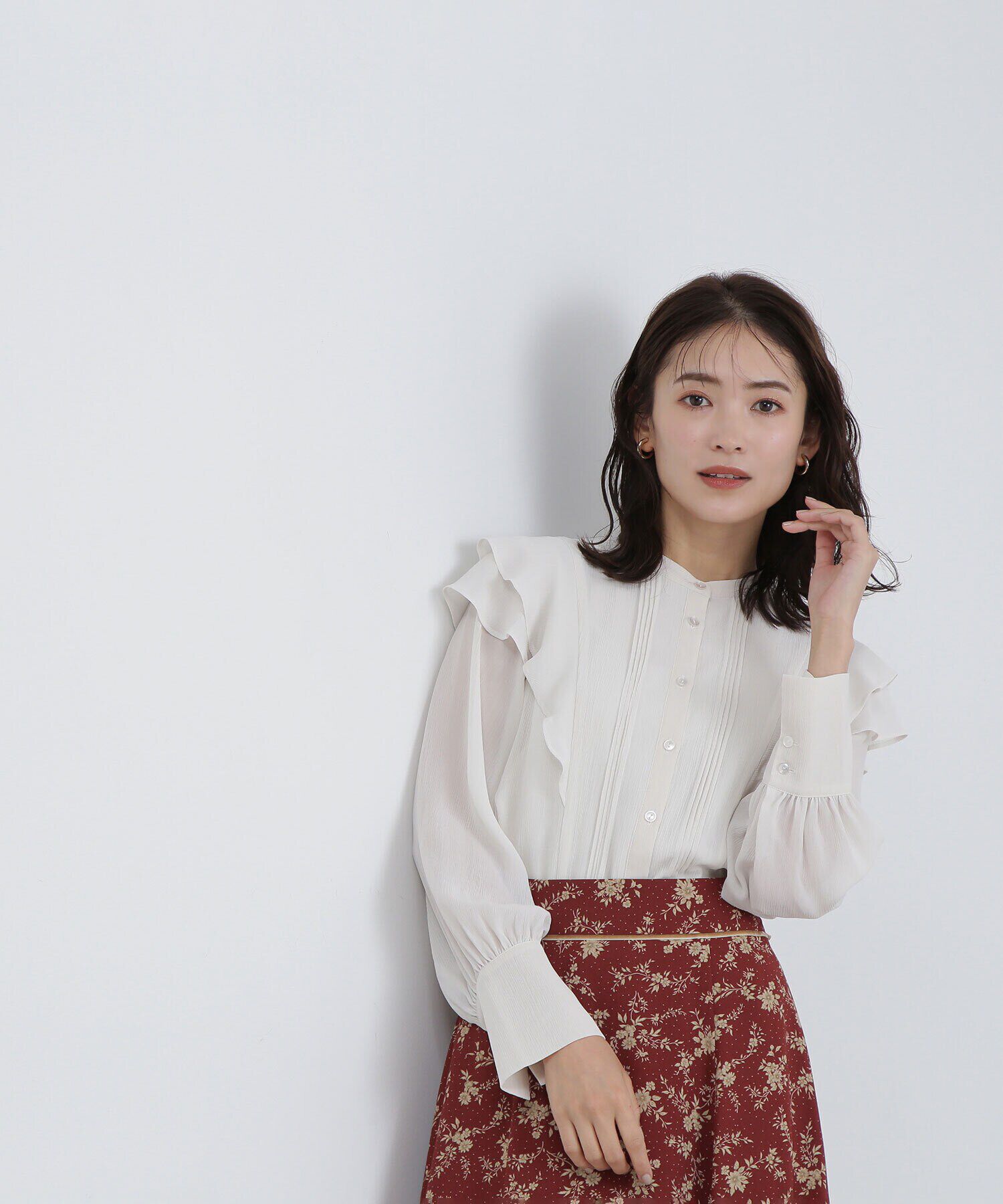  「ピンタックフリル楊柳ブラウス」|シャツ・ブラウス|