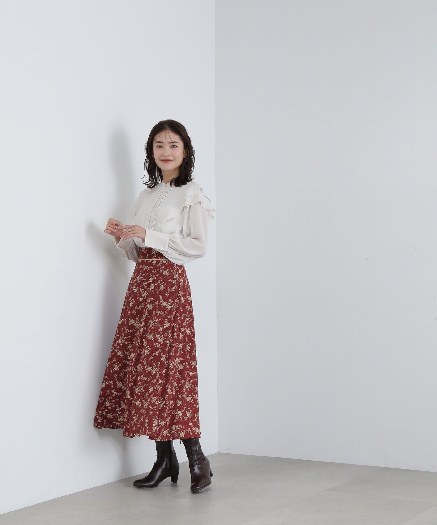  「ピンタックフリル楊柳ブラウス」|シャツ・ブラウス|