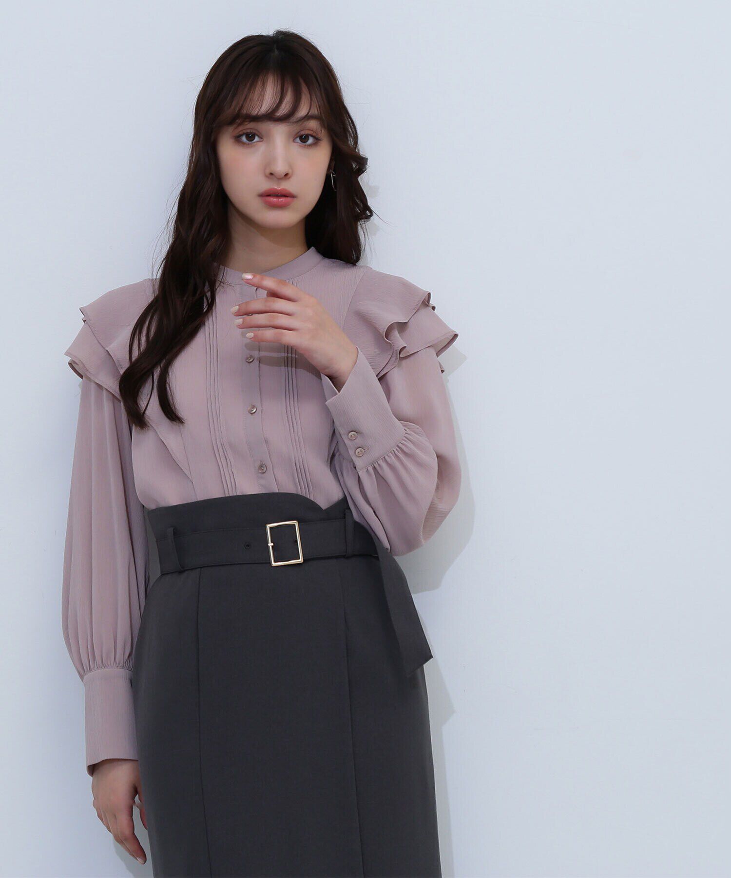  「ピンタックフリル楊柳ブラウス」|シャツ・ブラウス|