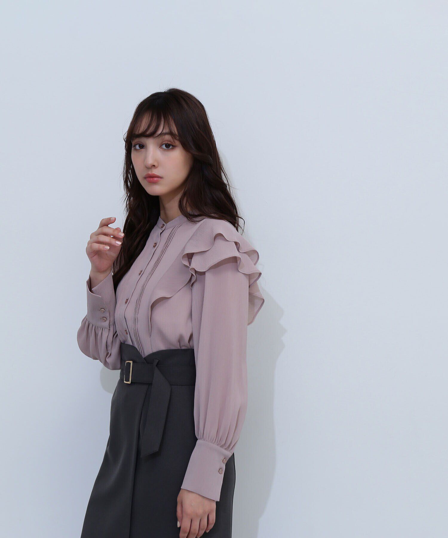  「ピンタックフリル楊柳ブラウス」|シャツ・ブラウス|