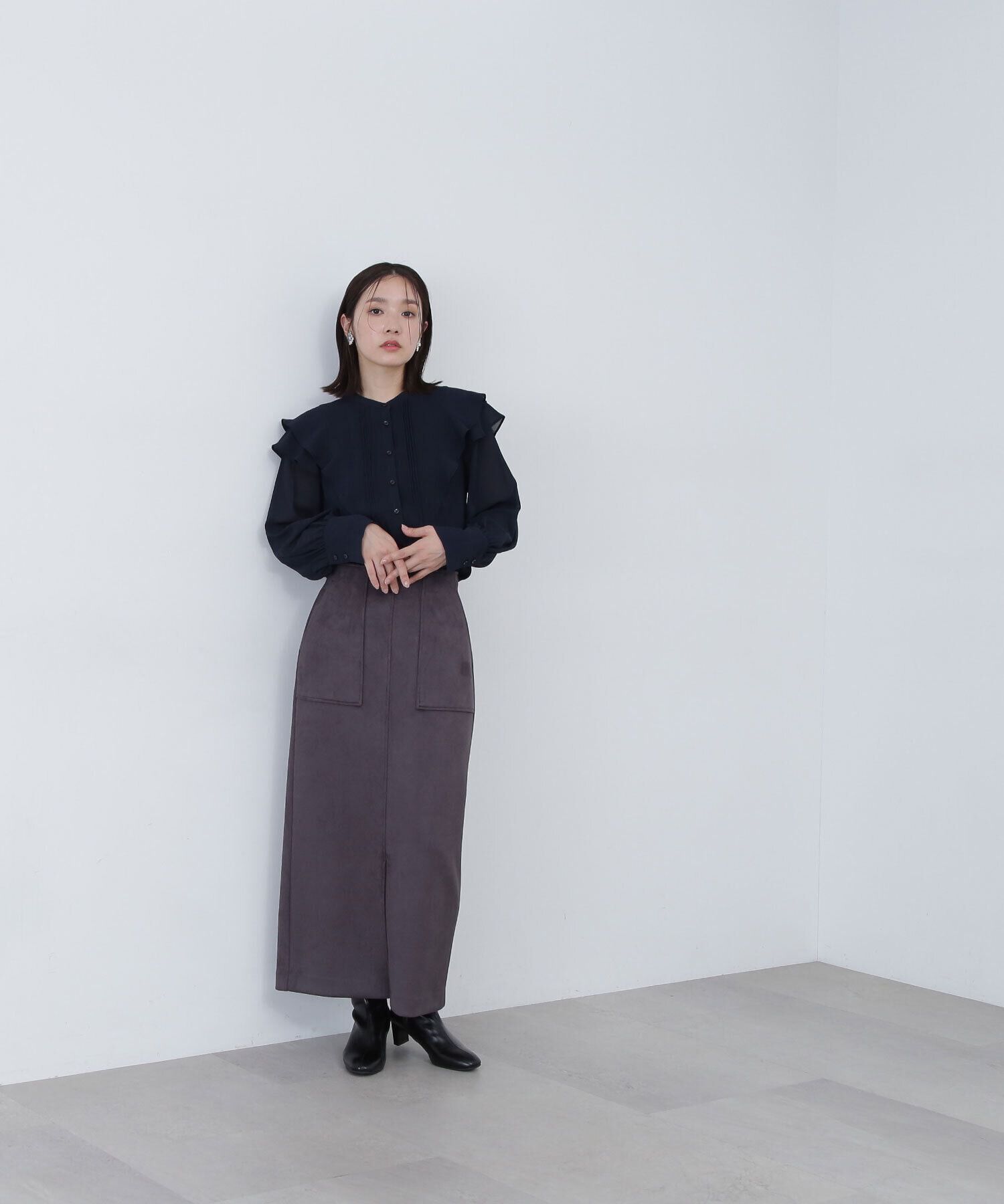  「ピンタックフリル楊柳ブラウス」|シャツ・ブラウス|