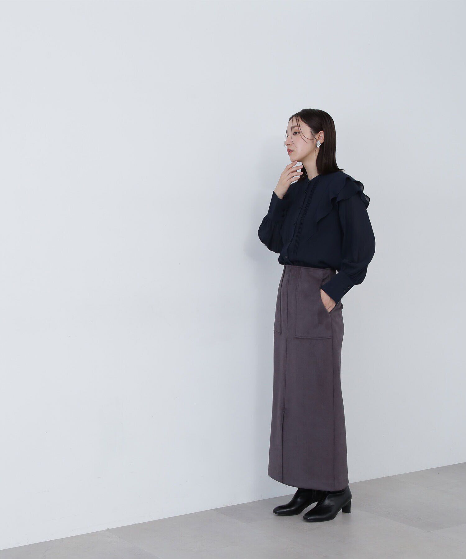  「ピンタックフリル楊柳ブラウス」|シャツ・ブラウス|