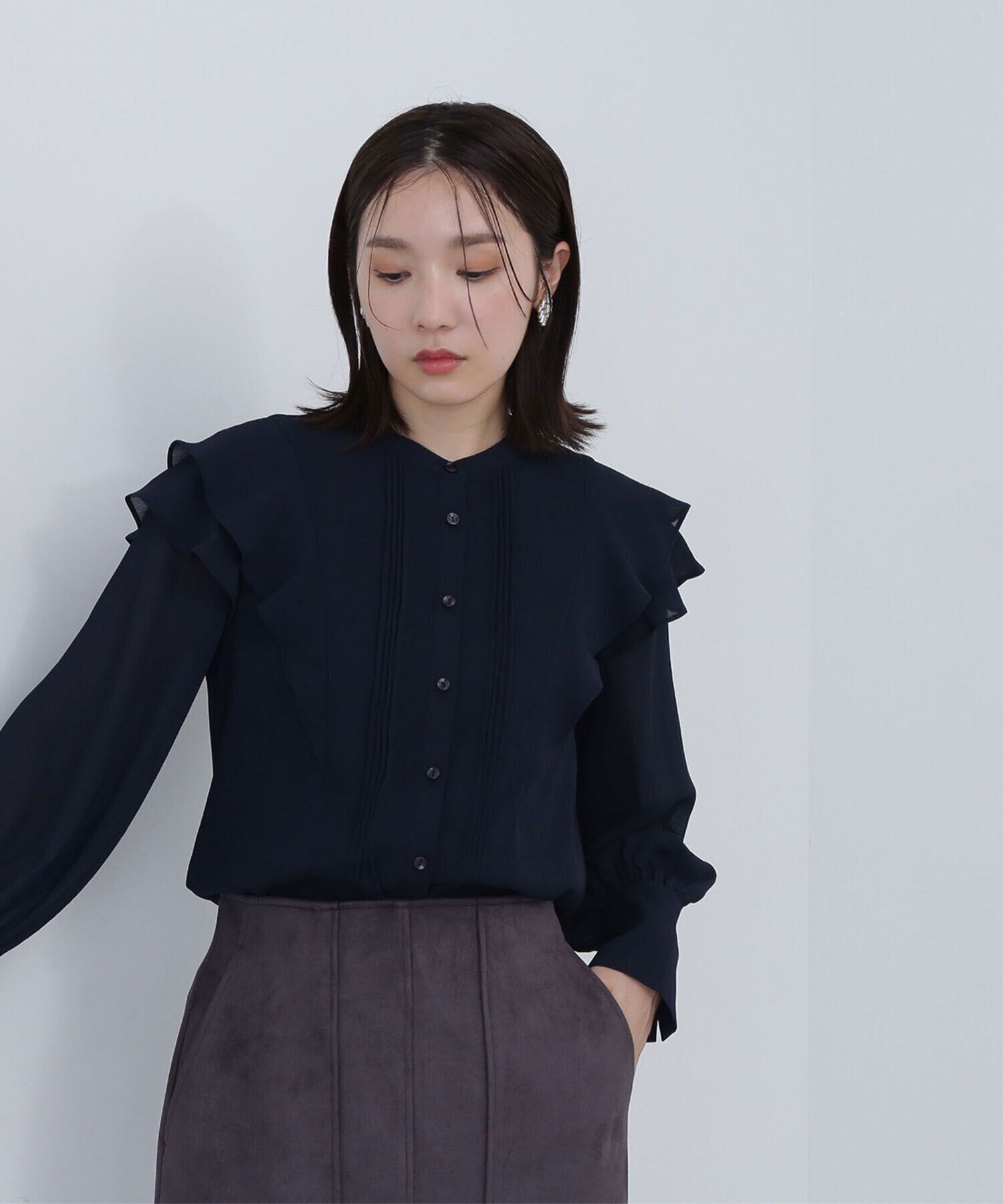  「ピンタックフリル楊柳ブラウス」|シャツ・ブラウス|