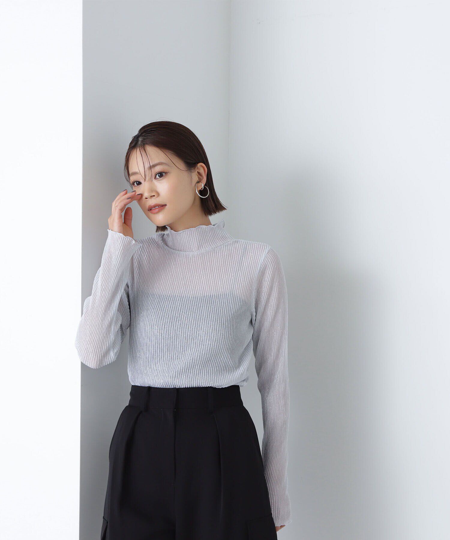  「プリーツラメシアーカットソー」|Tシャツ・カットソー|