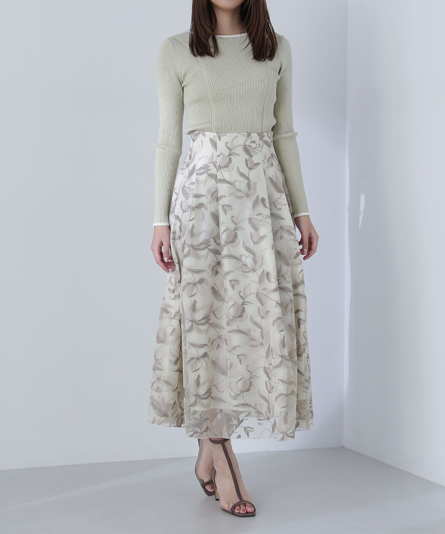  「チュール刺繍レーススカート」|スカート|