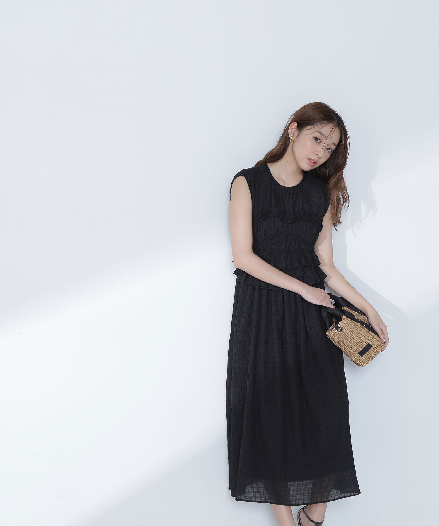  「シアーチェックシャーリングワンピース」|ワンピース|