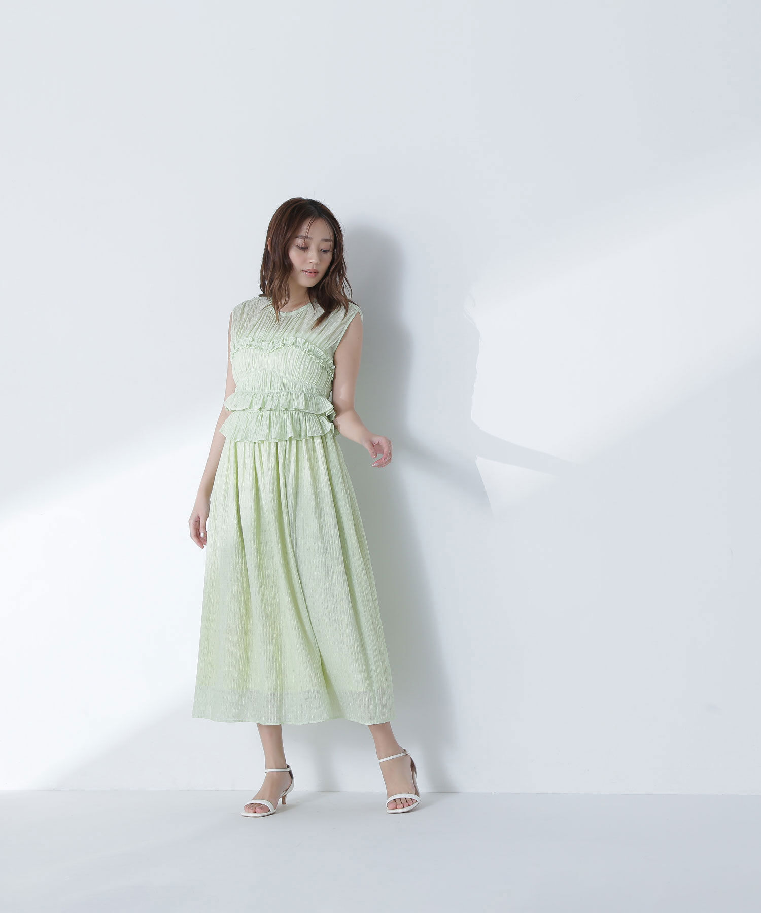  「シアーチェックシャーリングワンピース」|ワンピース|