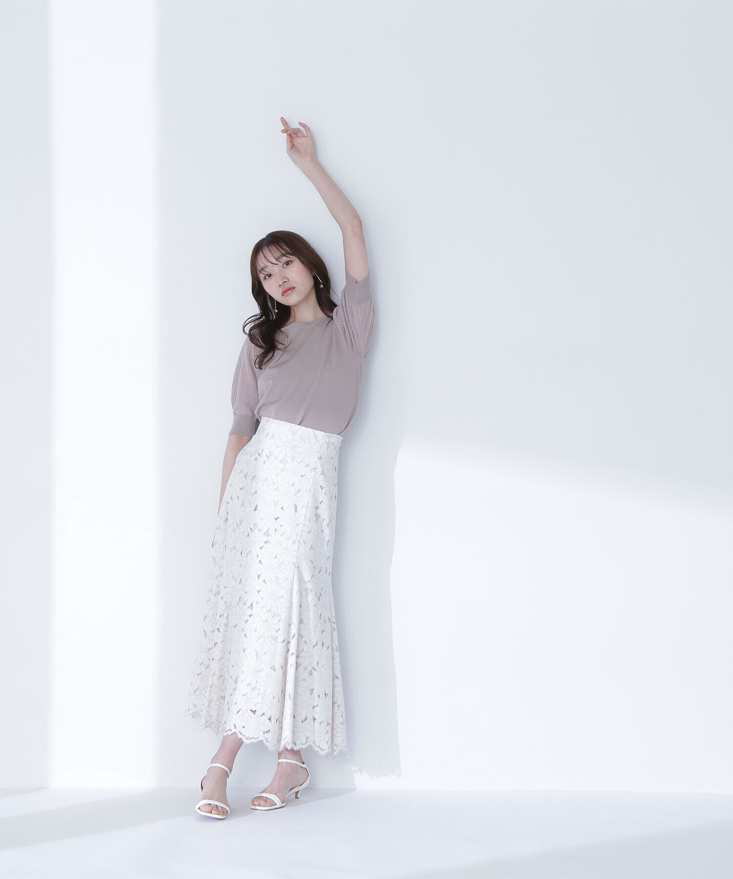  「バイカラーレースマーメイドスカート」|スカート|