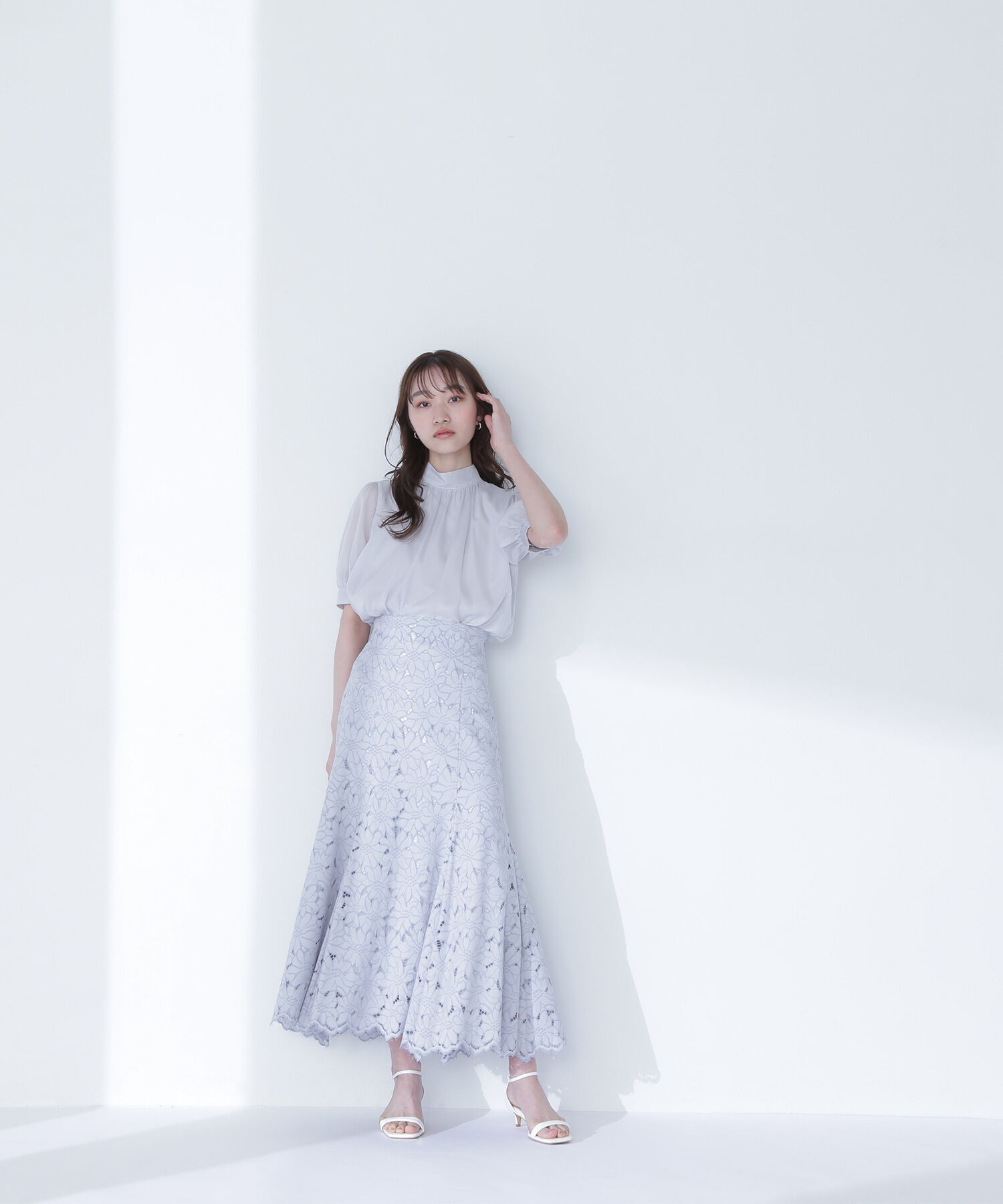  「バイカラーレースマーメイドスカート」|スカート|