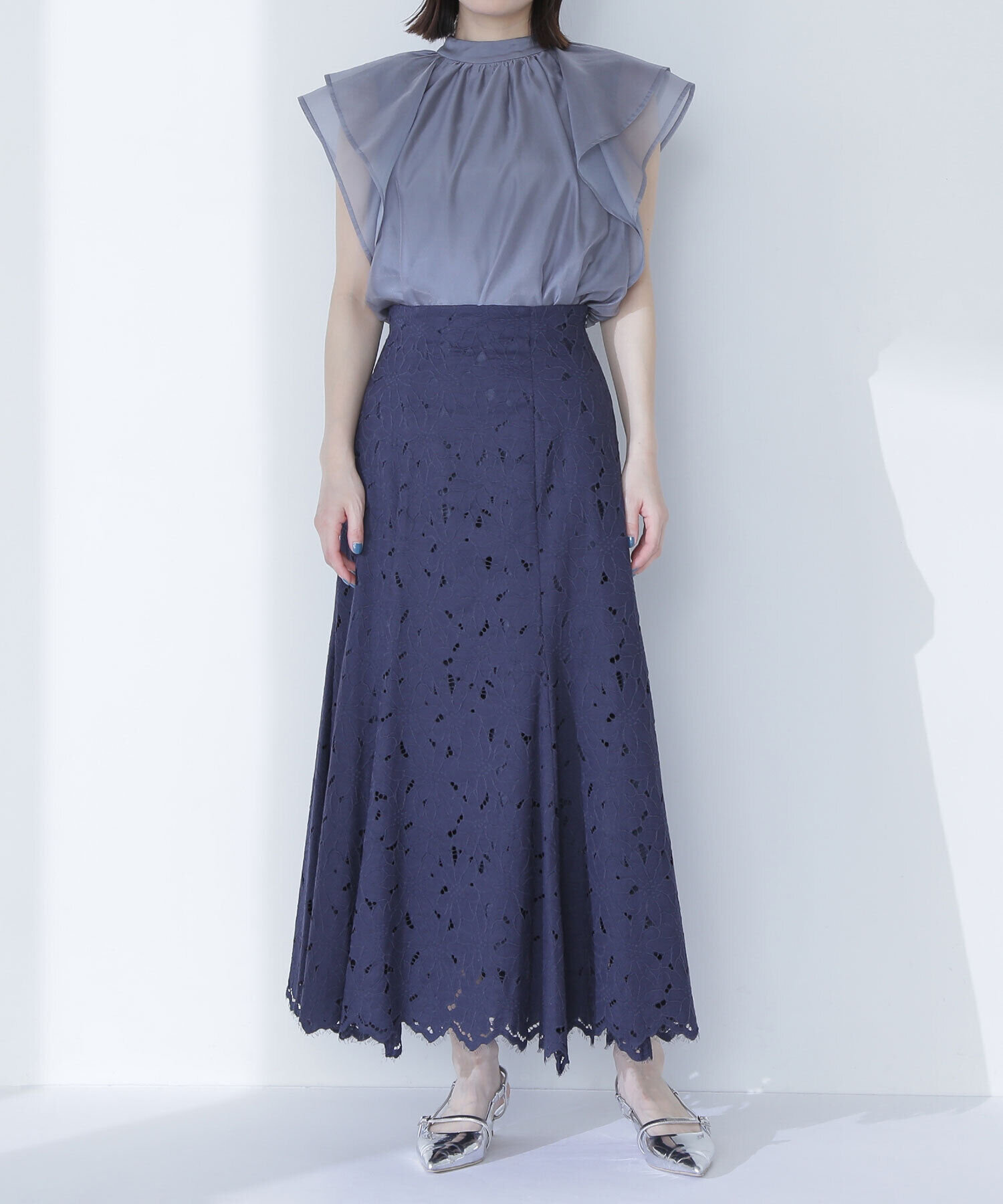  「バイカラーレースマーメイドスカート」|スカート|