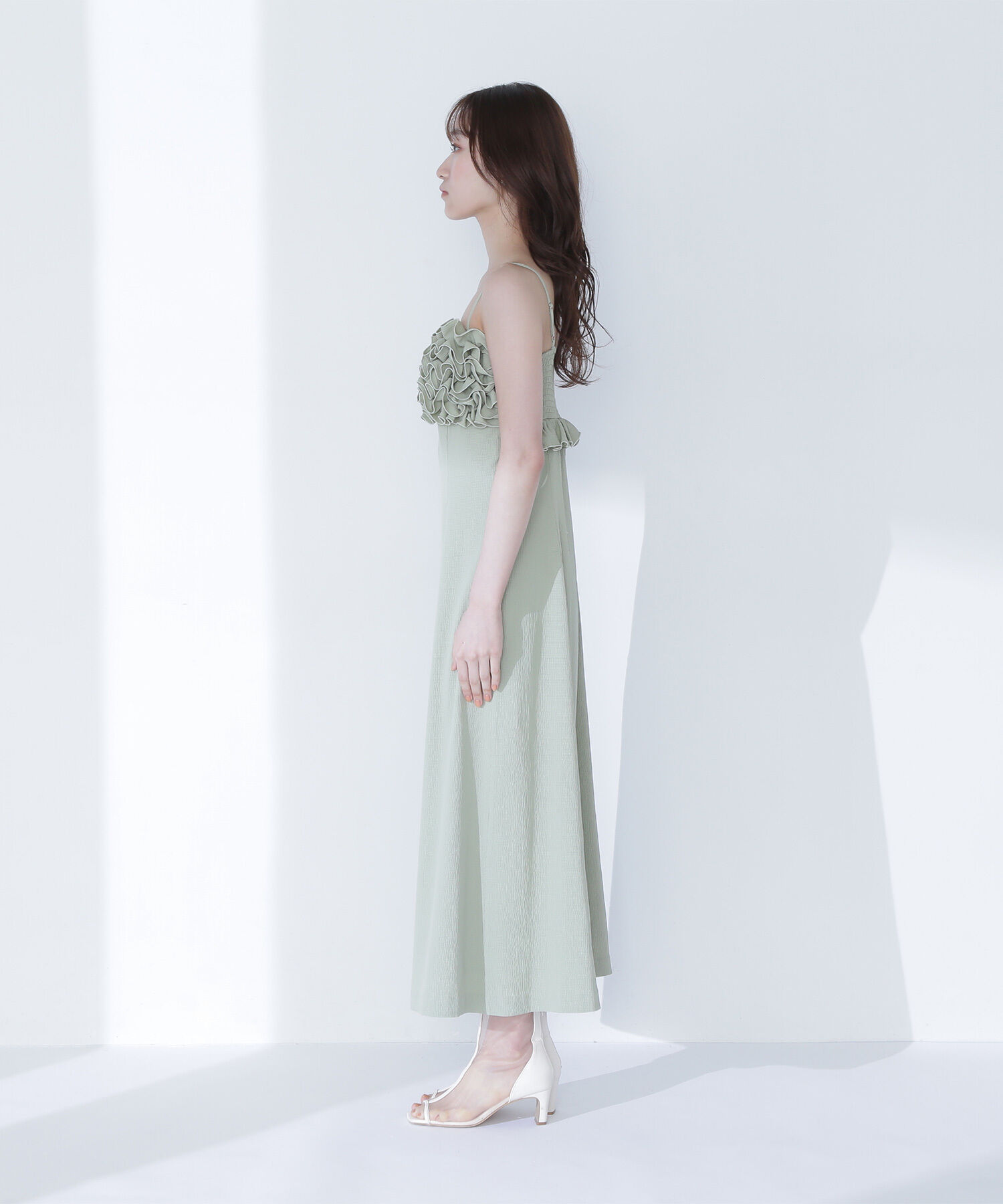  「フロントフリルキャミワンピース」|ワンピース|