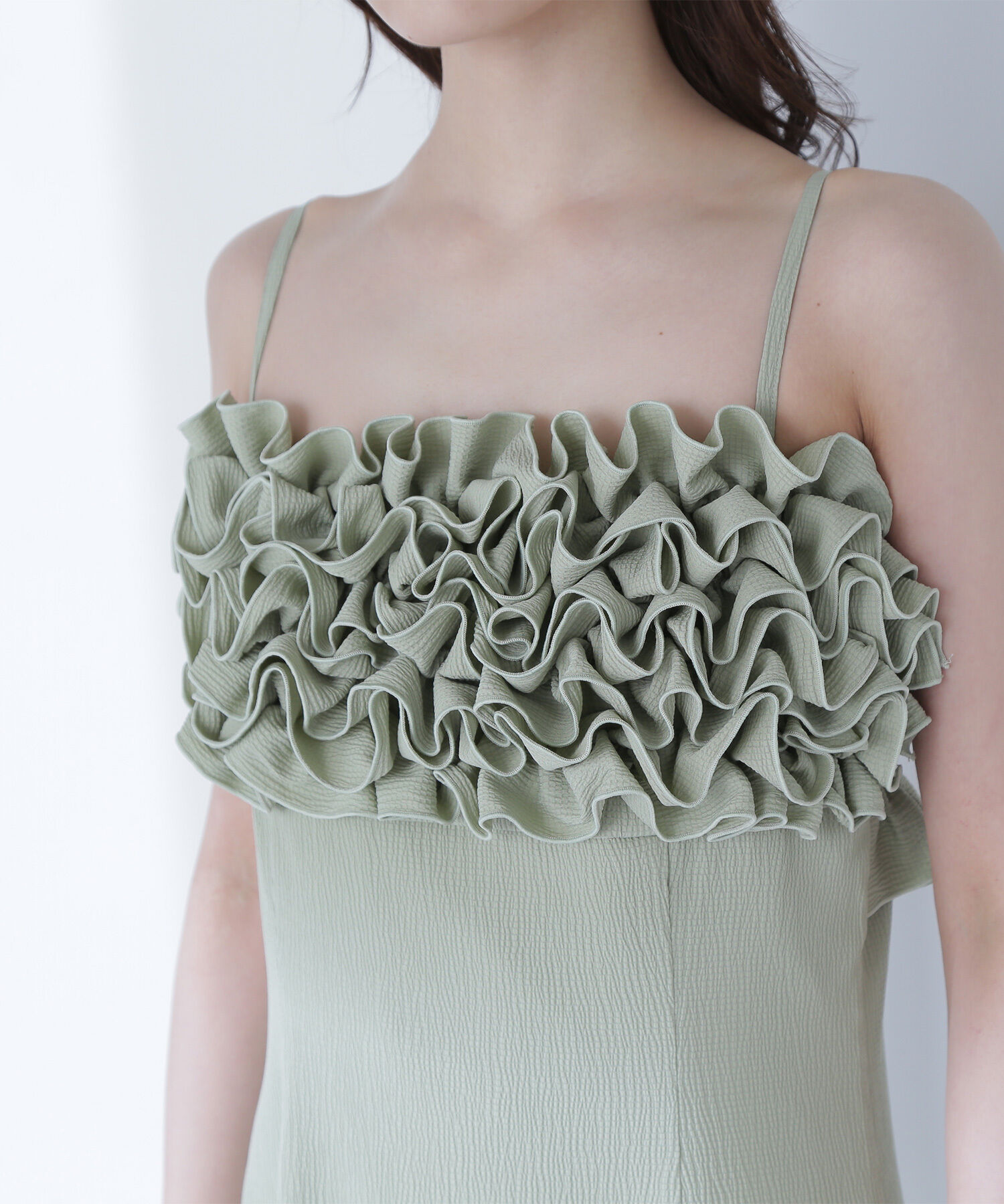  「フロントフリルキャミワンピース」|ワンピース|