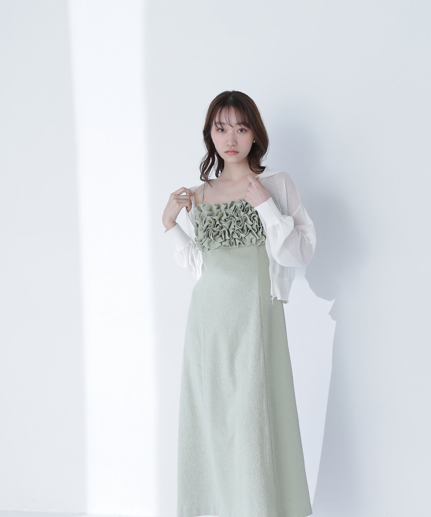  「フロントフリルキャミワンピース」|ワンピース|