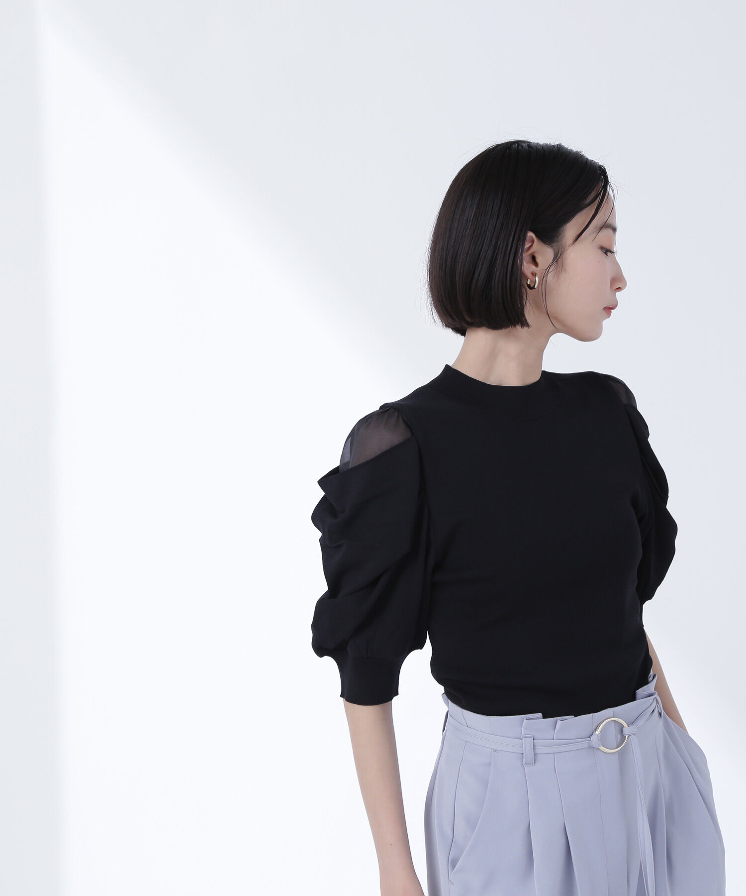  「シアースリットドレープスリーブニット」|ニット・セーター|クロ