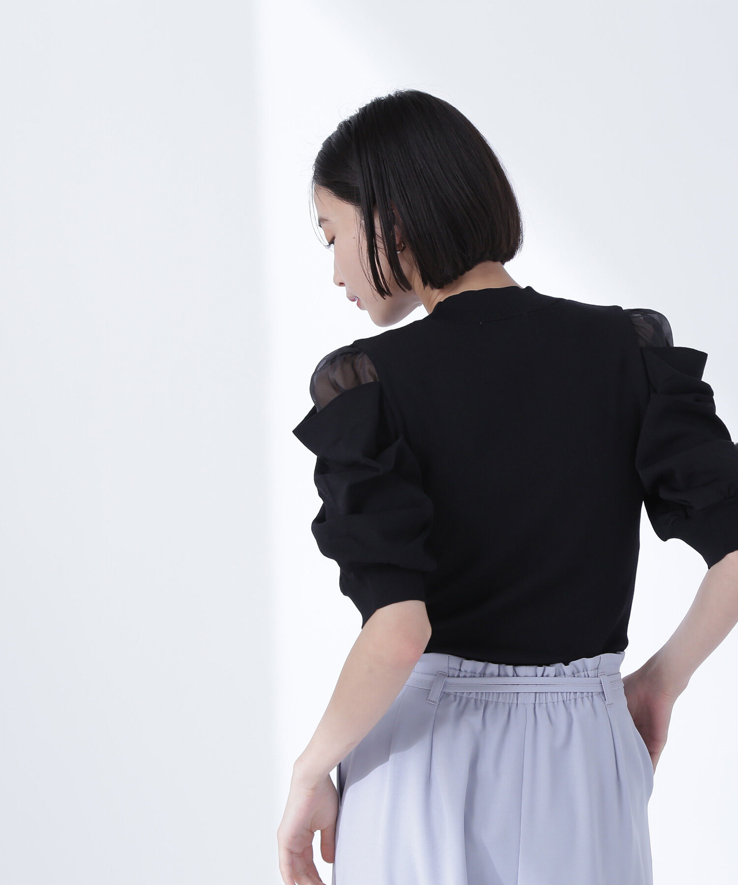  「シアースリットドレープスリーブニット」|ニット・セーター|