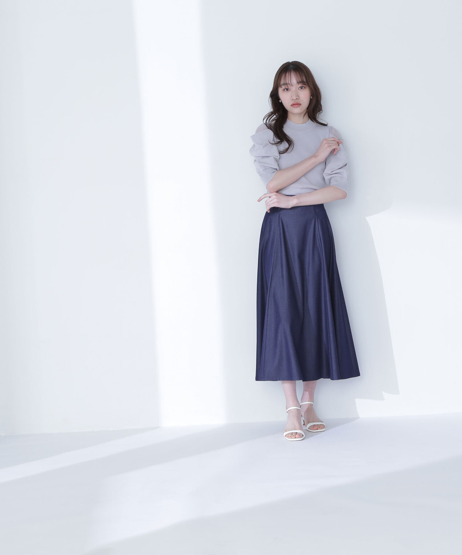  「シアースリットドレープスリーブニット」|ニット・セーター|