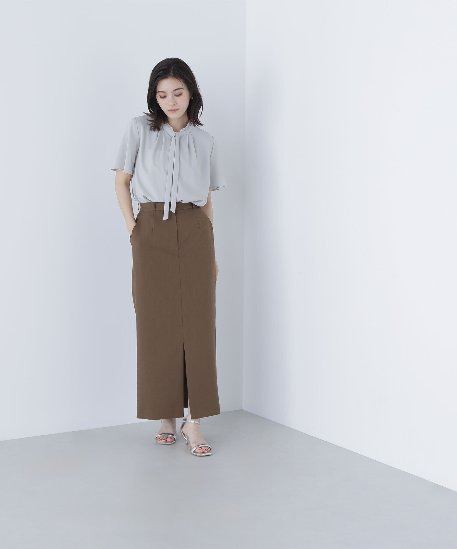  「フリルネックナローボウタイブラウス」|シャツ・ブラウス|