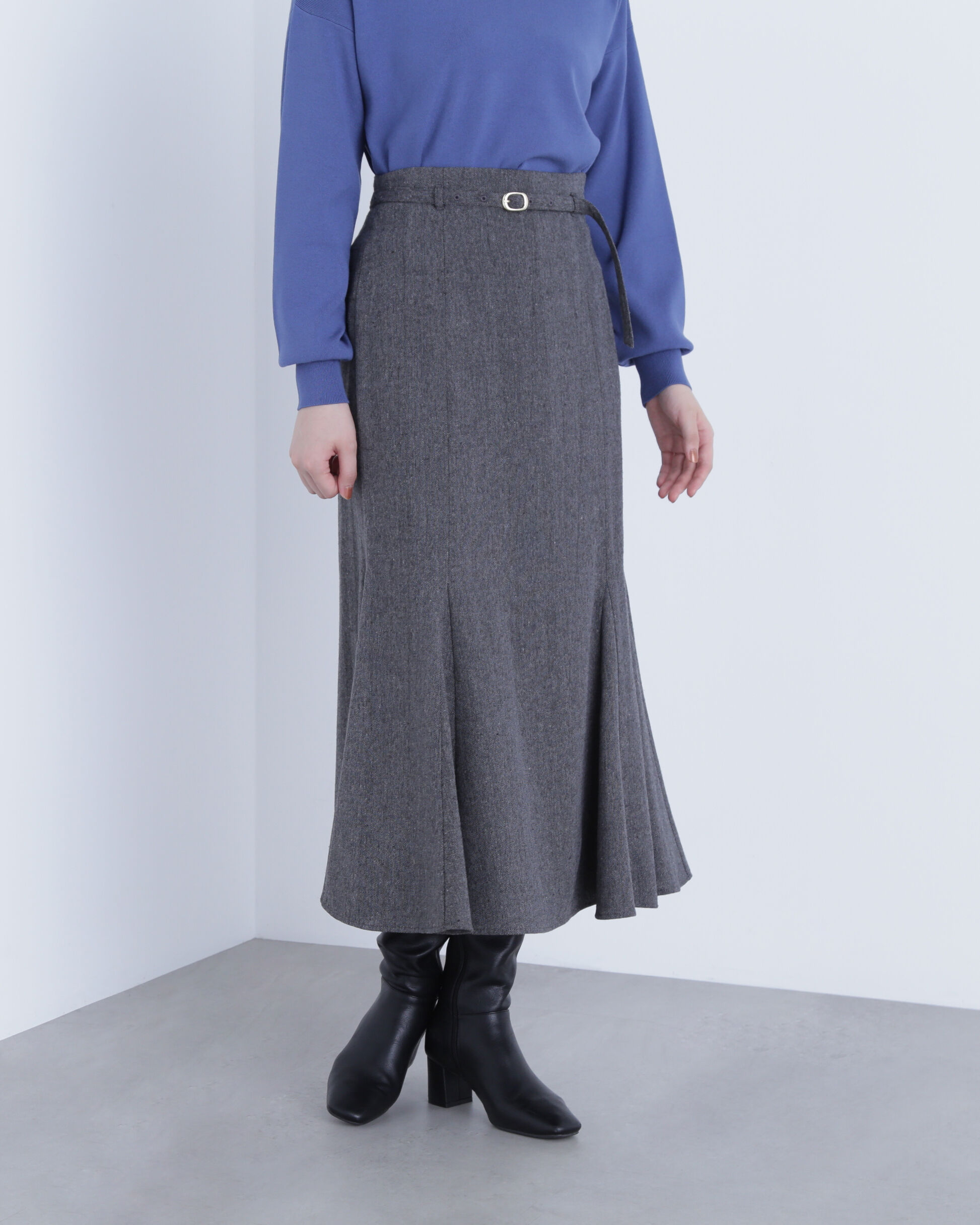  「ツイーディーベルテッドマーメイドスカート」|スカート|