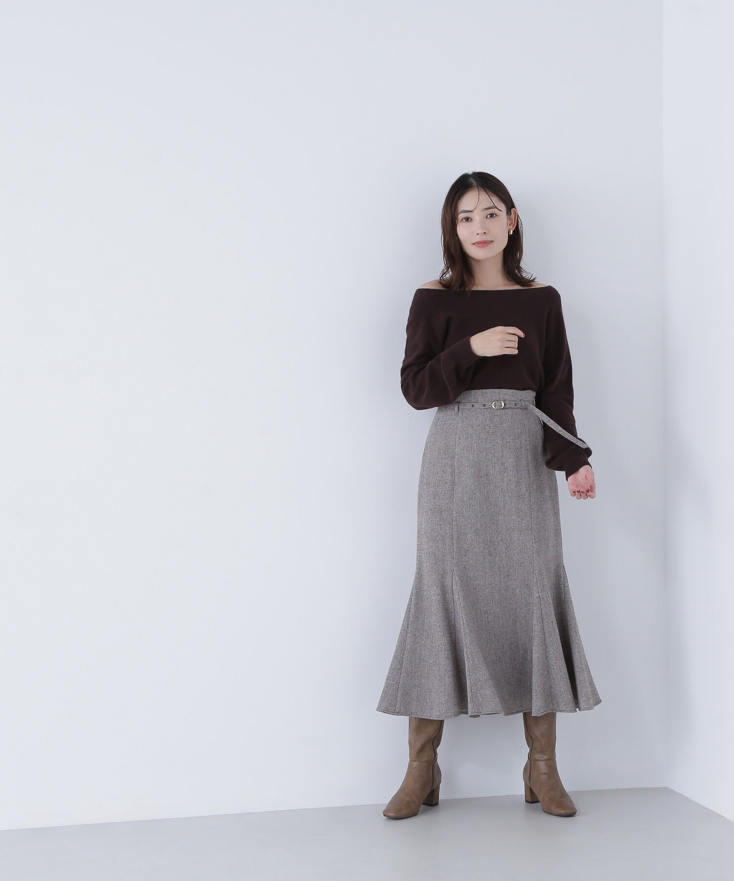  「ツイーディーベルテッドマーメイドスカート」|スカート|