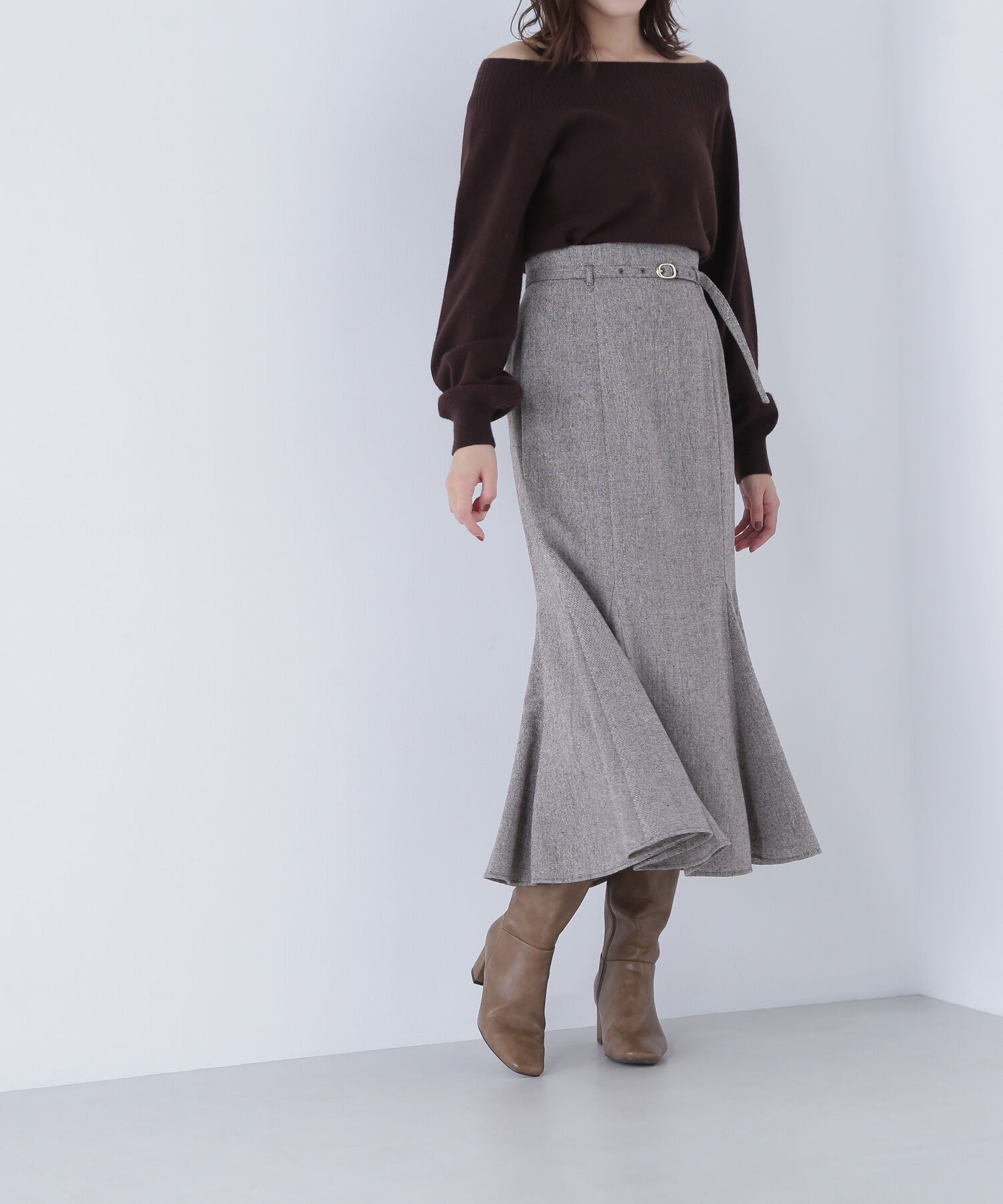  「ツイーディーベルテッドマーメイドスカート」|スカート|