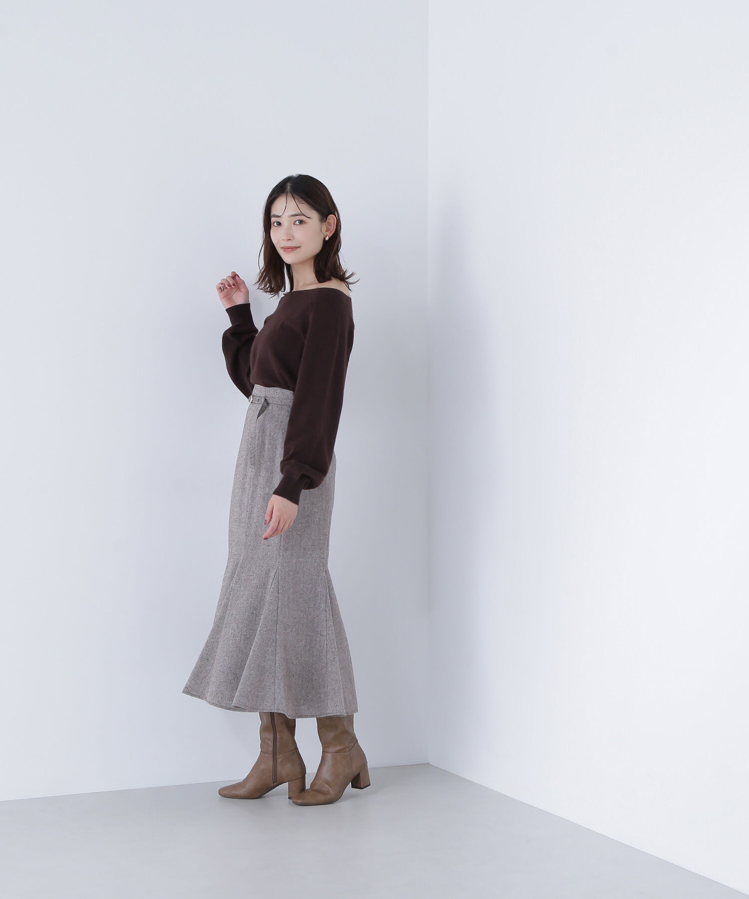  「ツイーディーベルテッドマーメイドスカート」|スカート|