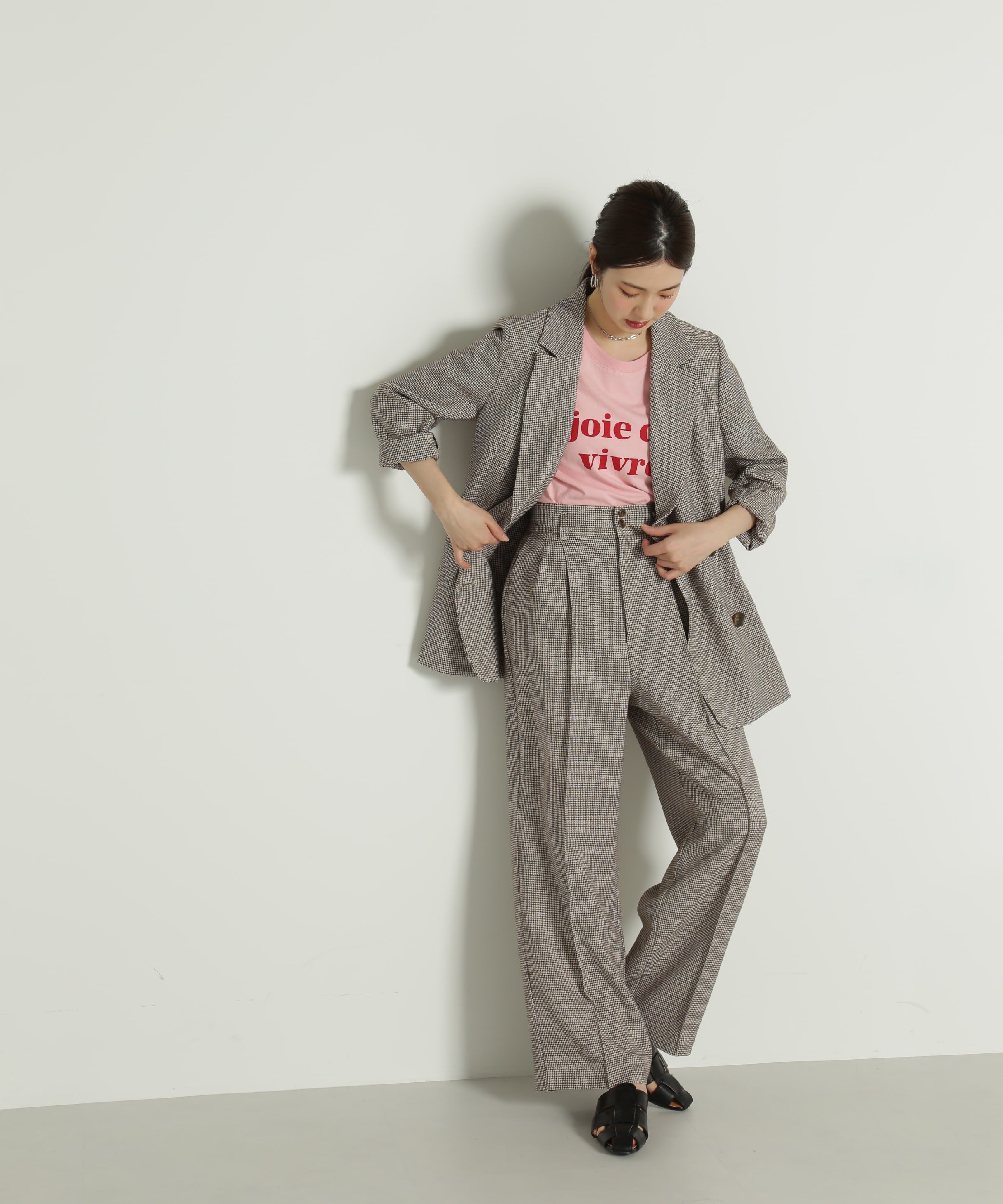  「[Sシリーズ対応商品]先染めチェックタックワイドパンツ」|その他|