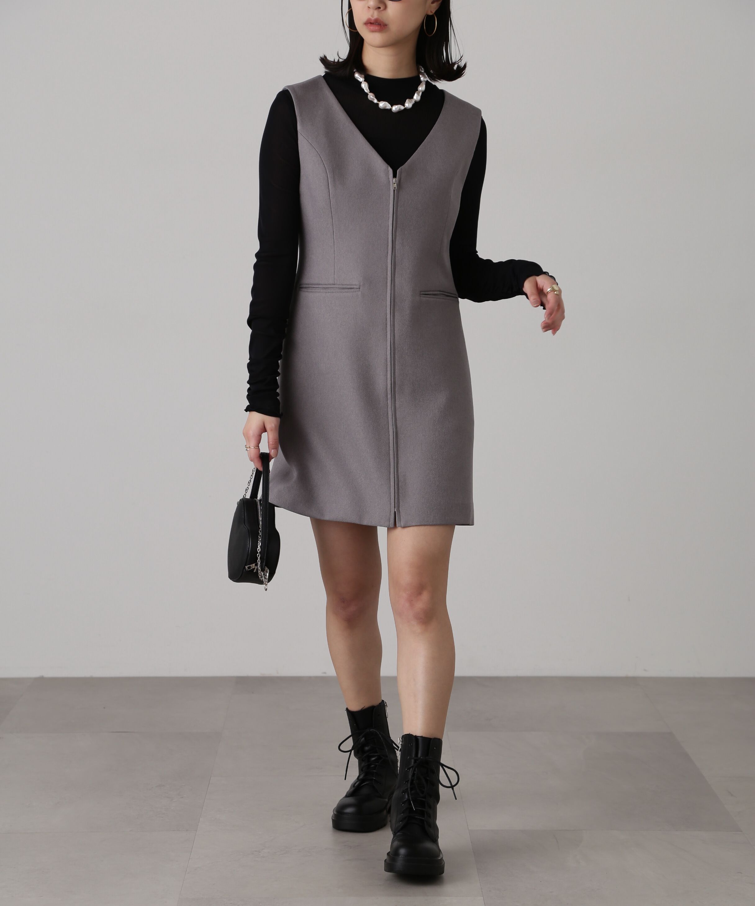  「ジップ使いミニジャンスカ」|ワンピース|