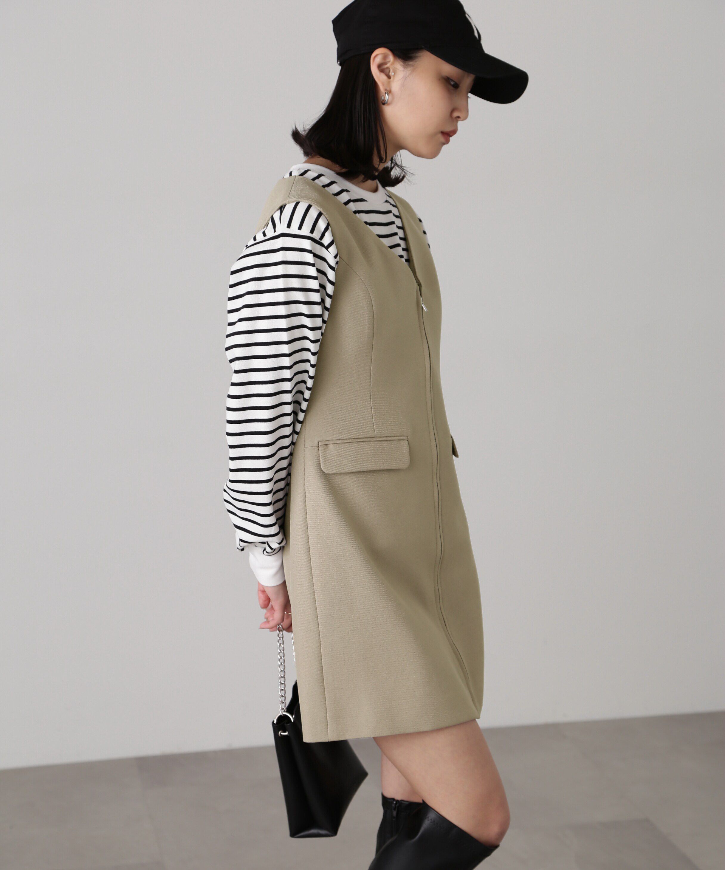  「ジップ使いミニジャンスカ」|ワンピース|