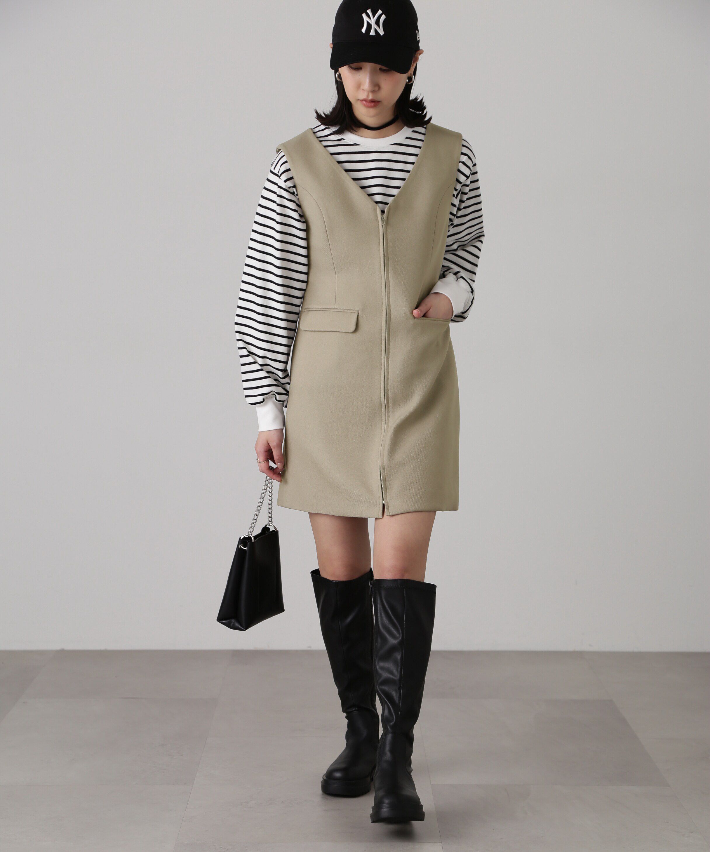  「ジップ使いミニジャンスカ」|ワンピース|