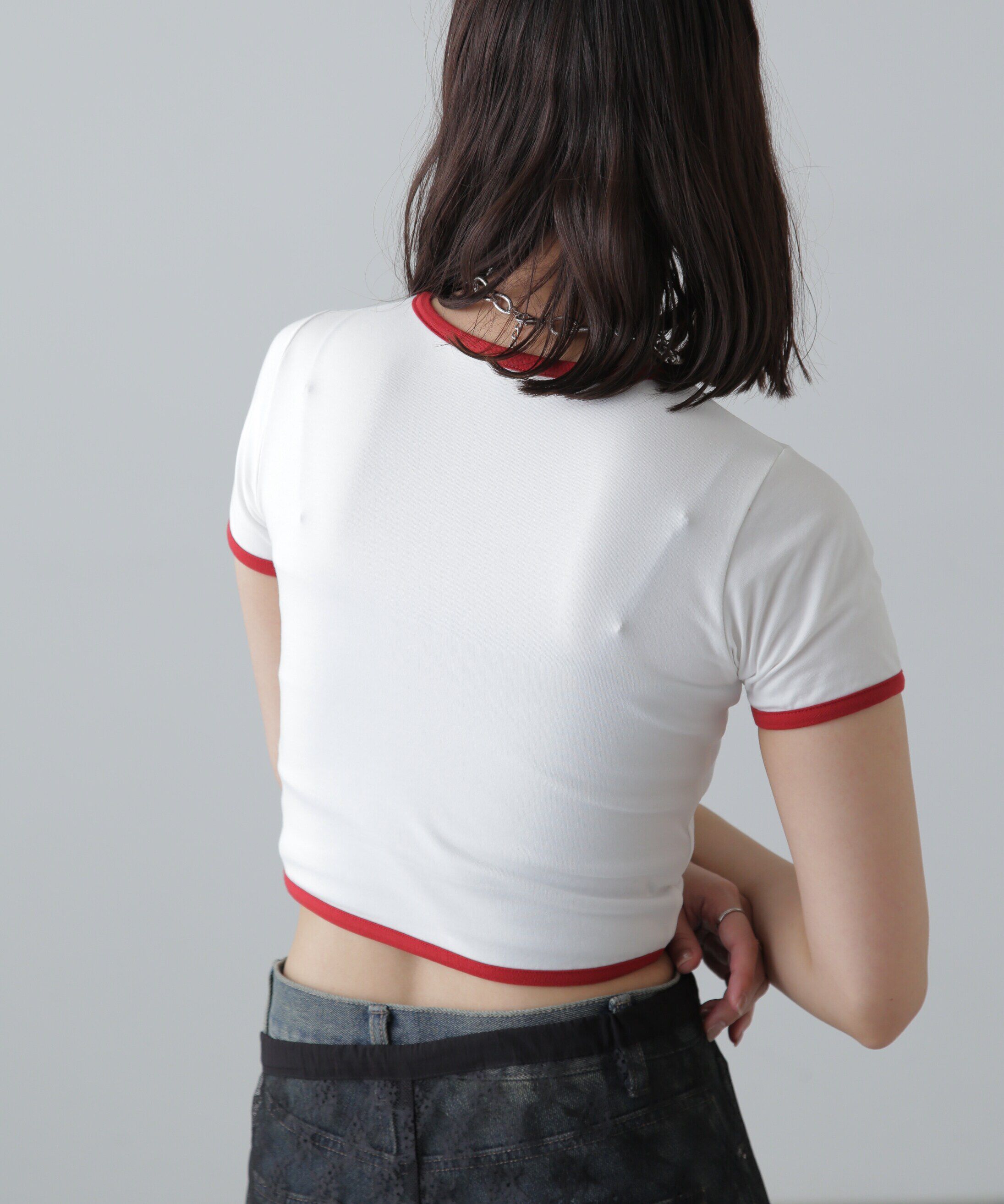  「ショート丈リンガーTシャツ」|Tシャツ・カットソー|