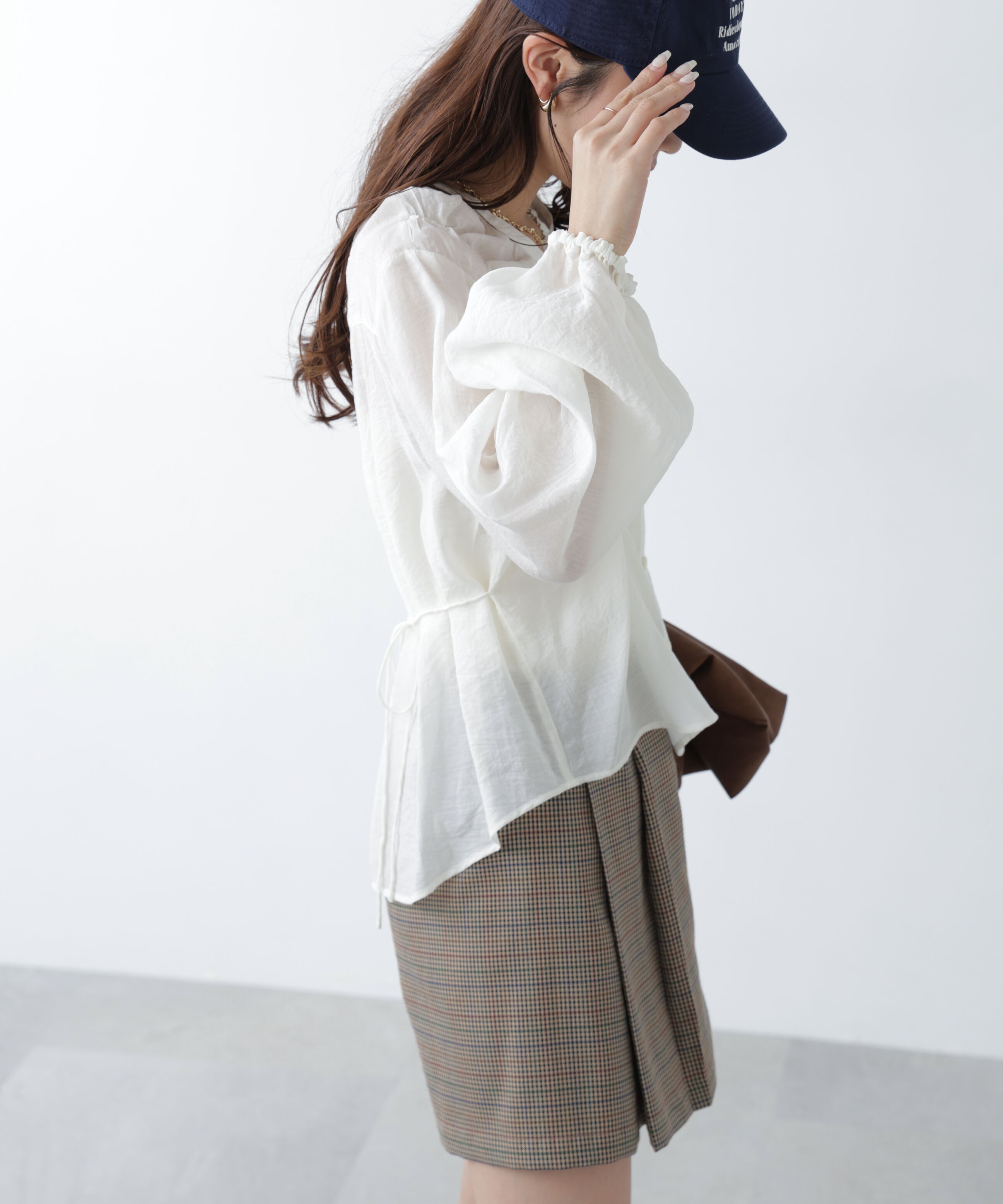  「Ｖネックシャーリングブラウス」|シャツ・ブラウス|